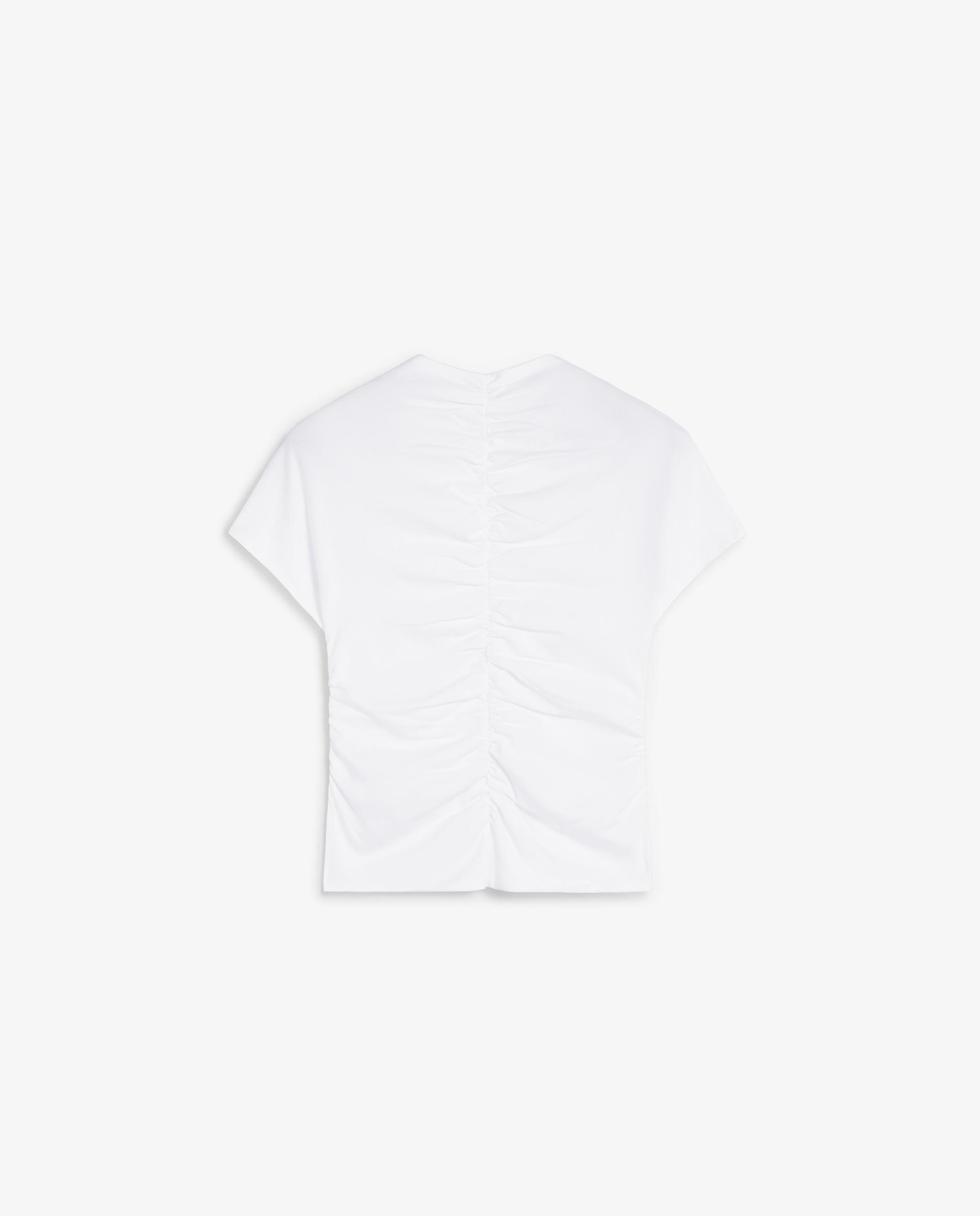T-shirt de Manga Curta com Detalhe Franzido Branco-6