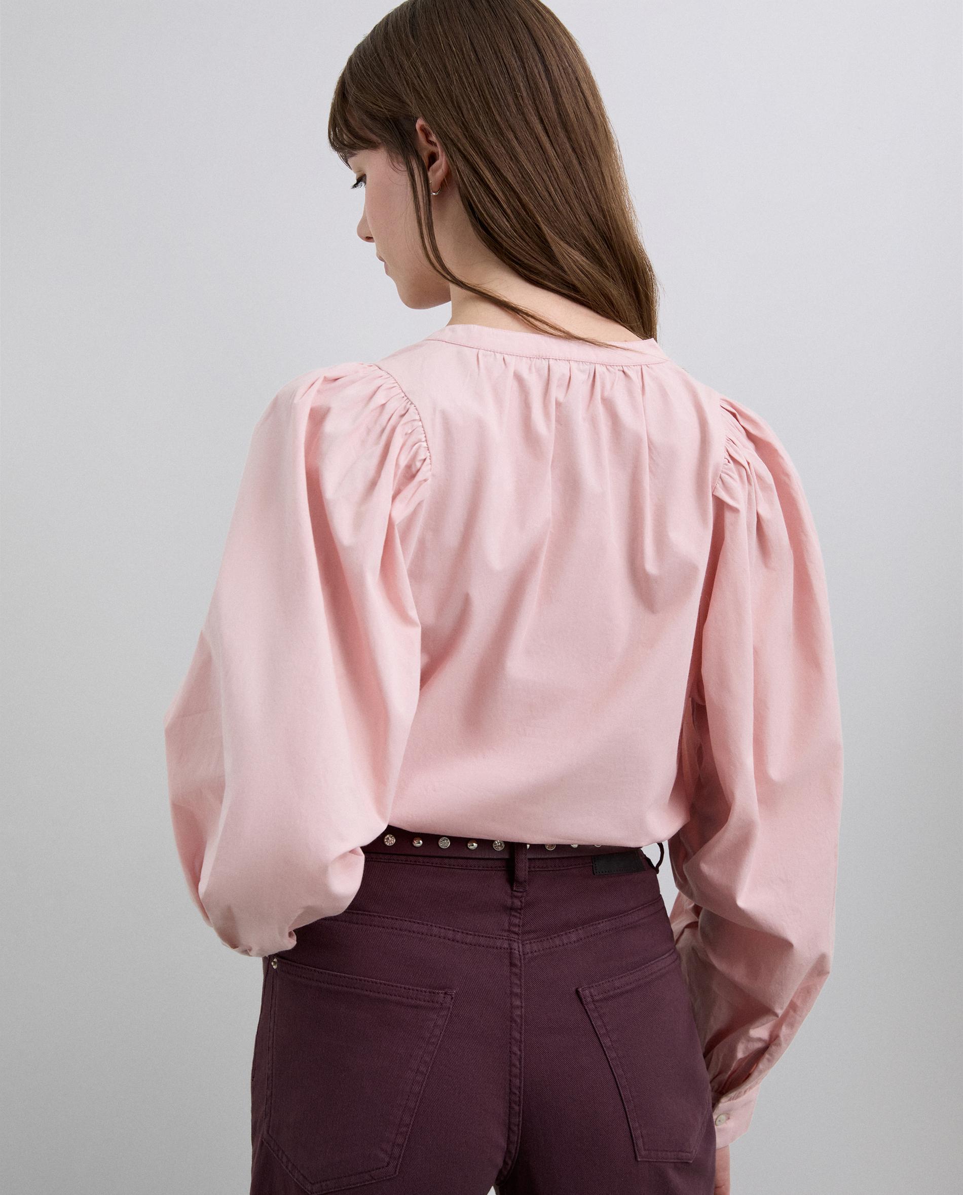 Camisa de Manga Comprida e Gola Redonda Rosa-claro-3