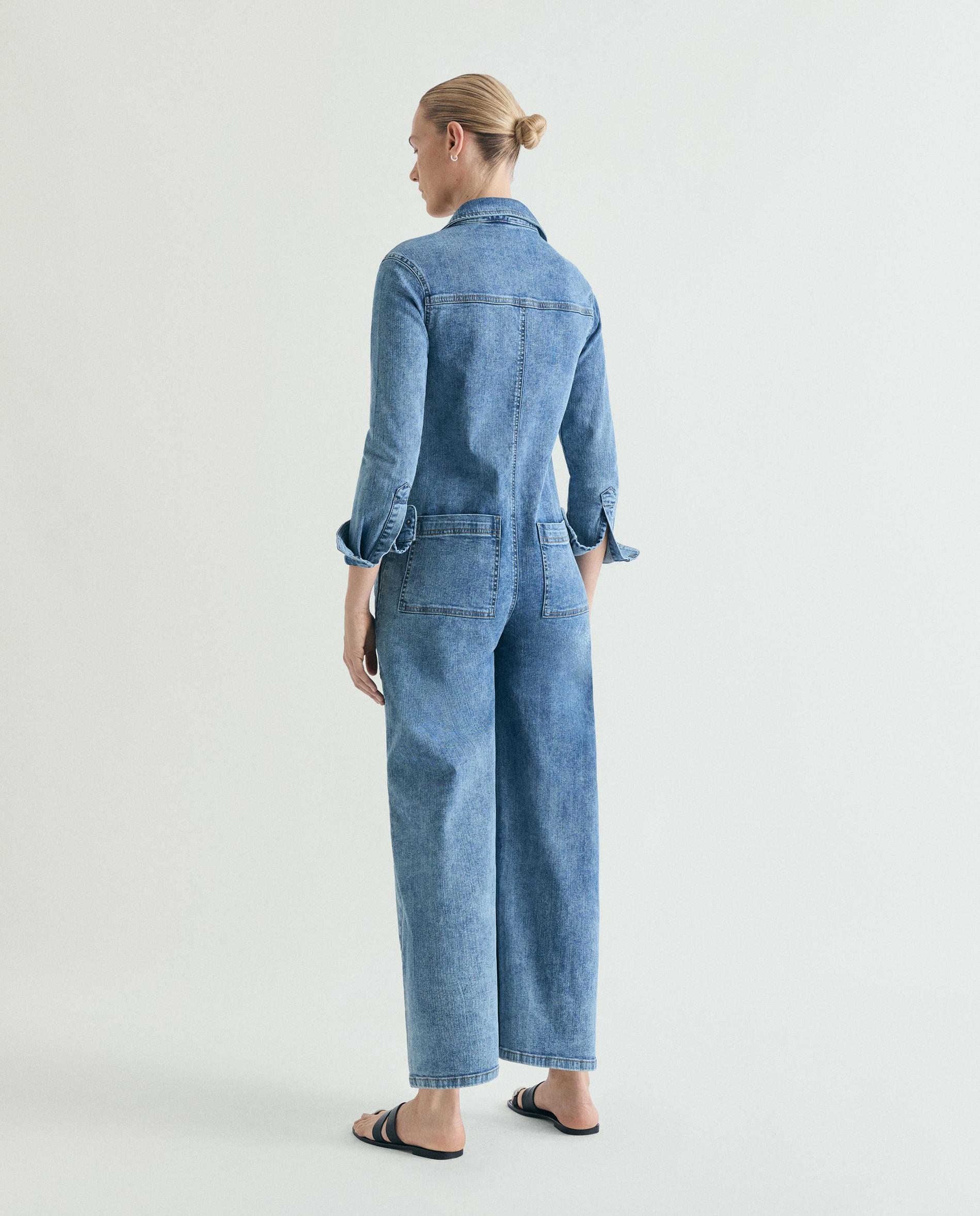 Macacão Jeans com Gola Tipo Camisa Azul-ganga-3