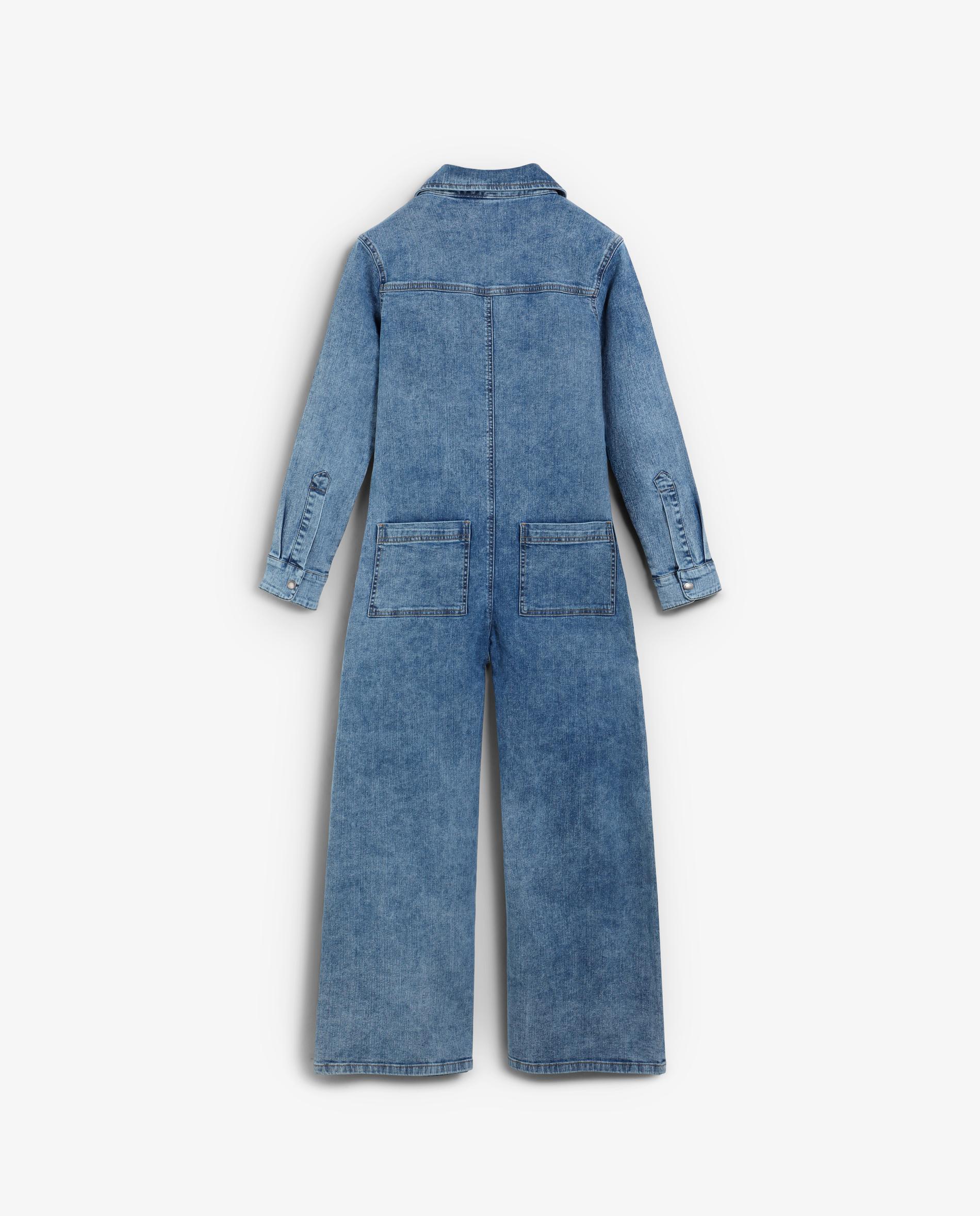 Macacão Jeans com Gola Tipo Camisa Azul-ganga-6