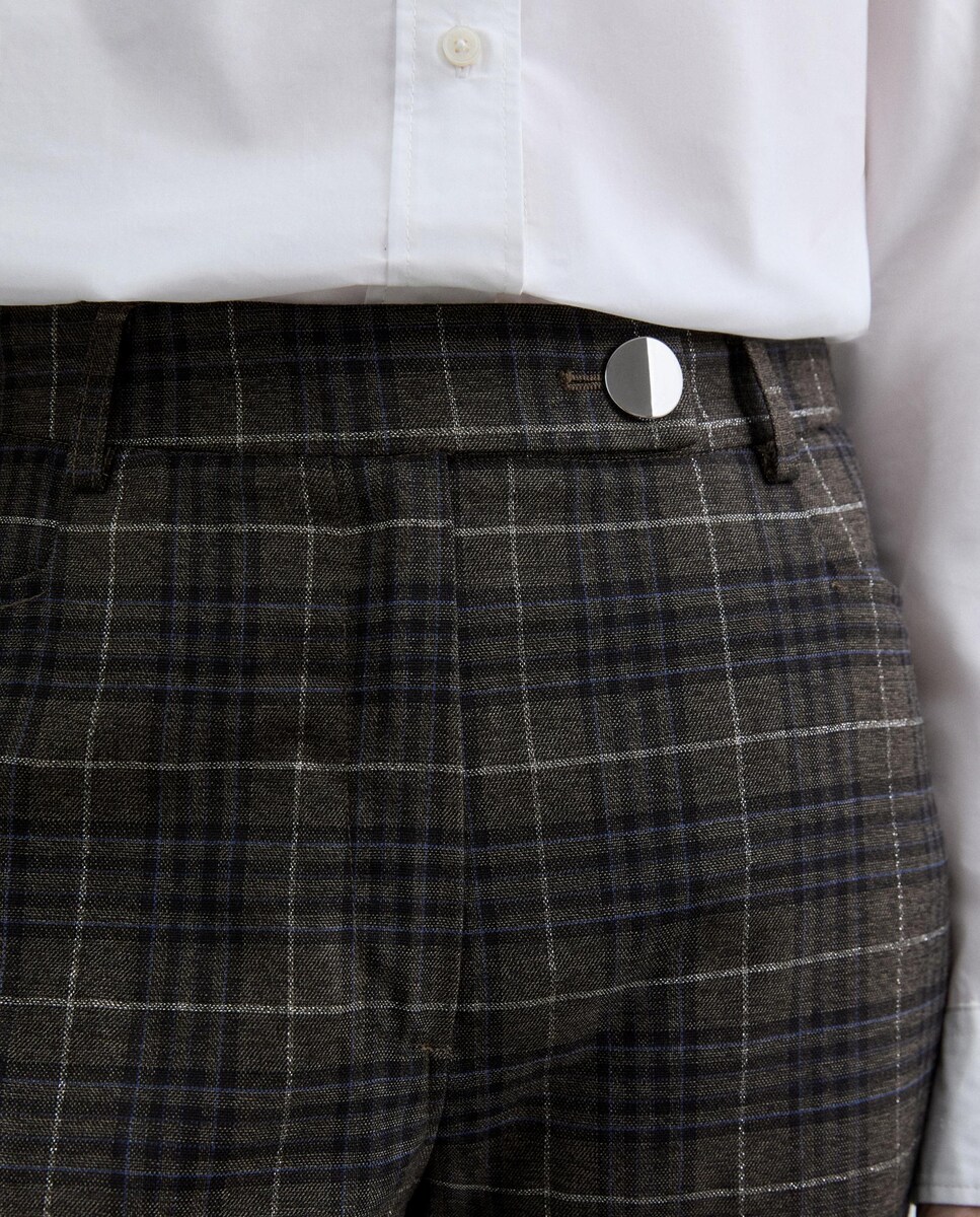 Calças Retas com Estampado aos Quadrados Multicolor-4