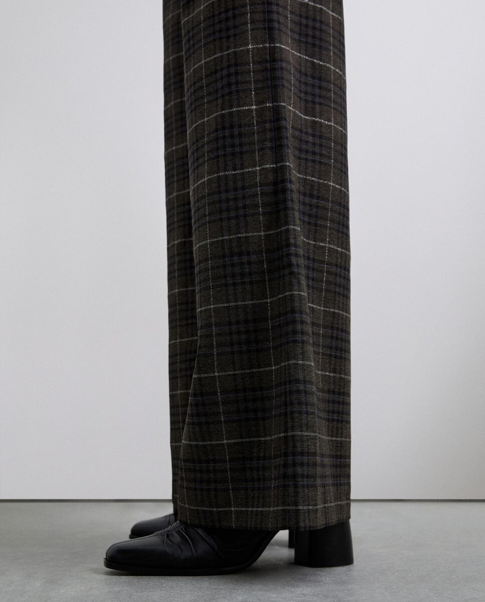 Calças Retas com Estampado aos Quadrados Multicolor-5