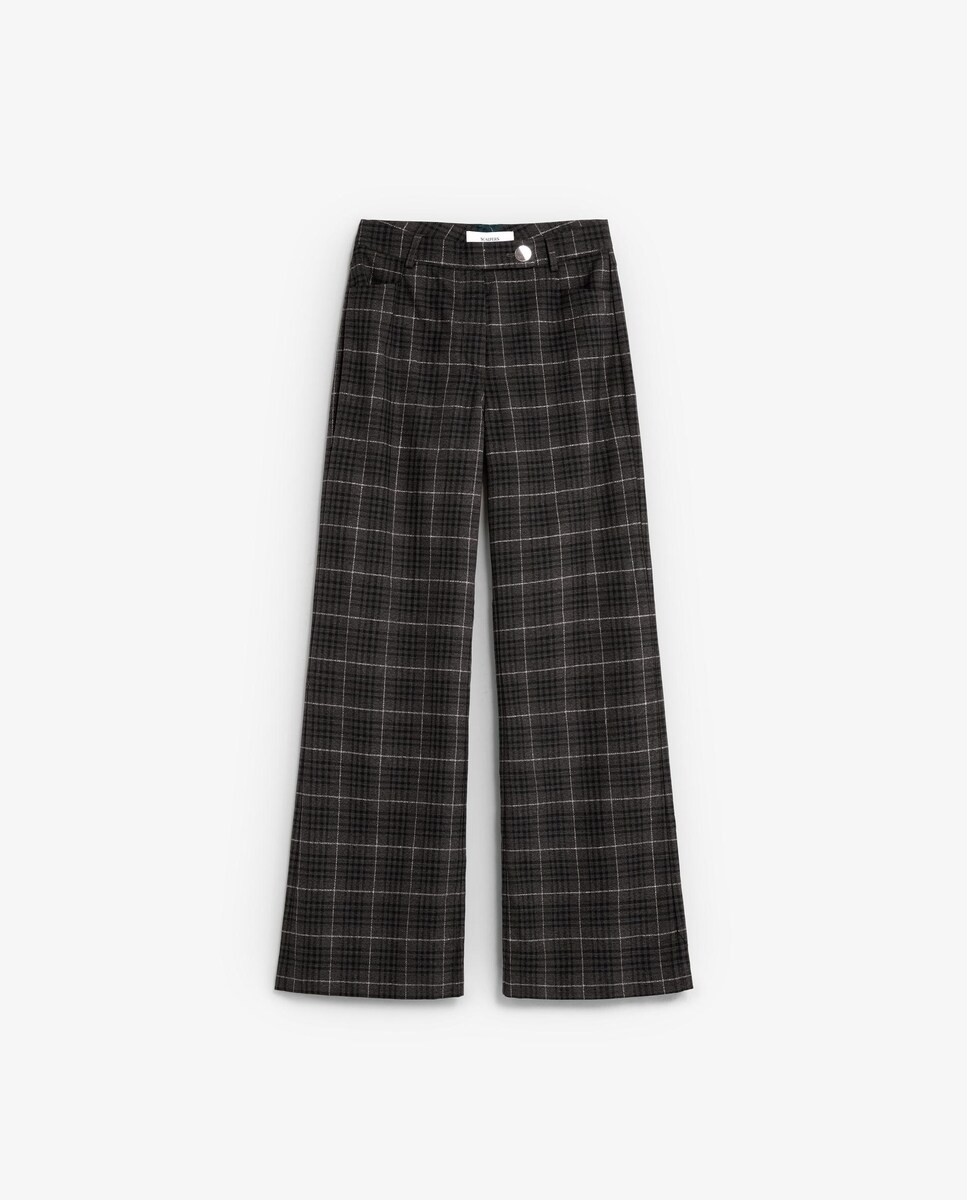 Calças Retas com Estampado aos Quadrados Multicolor-7