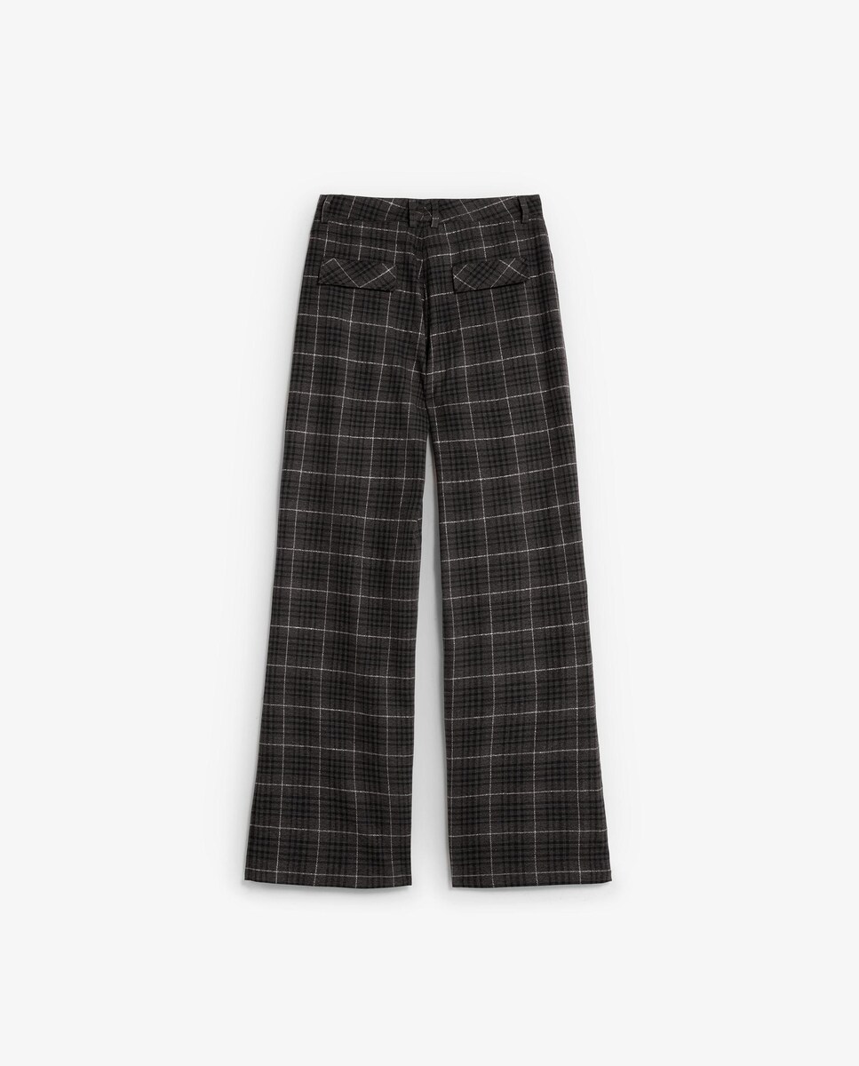 Calças Retas com Estampado aos Quadrados Multicolor-8