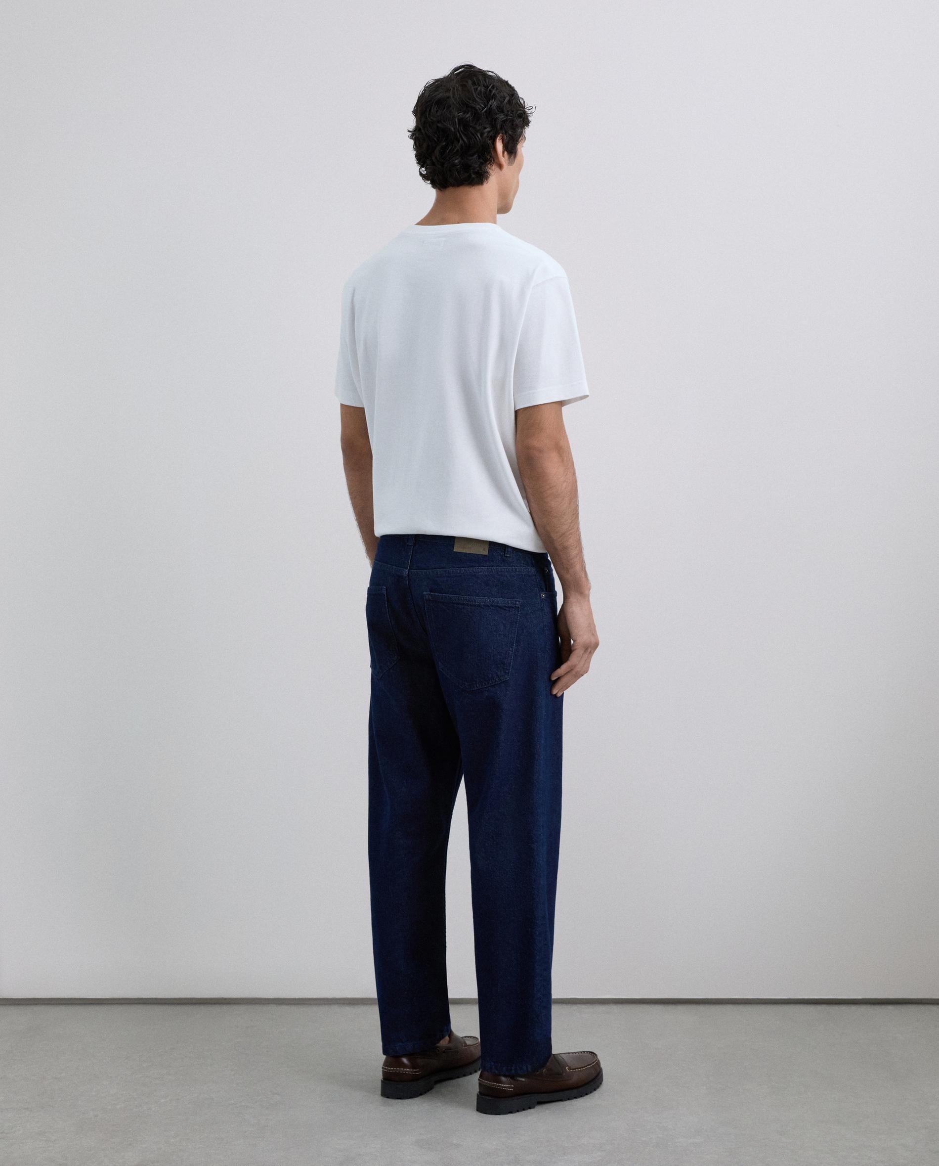 Jeans Regular com Fecho de Botão e Fecho Zip Azul-escuro-3