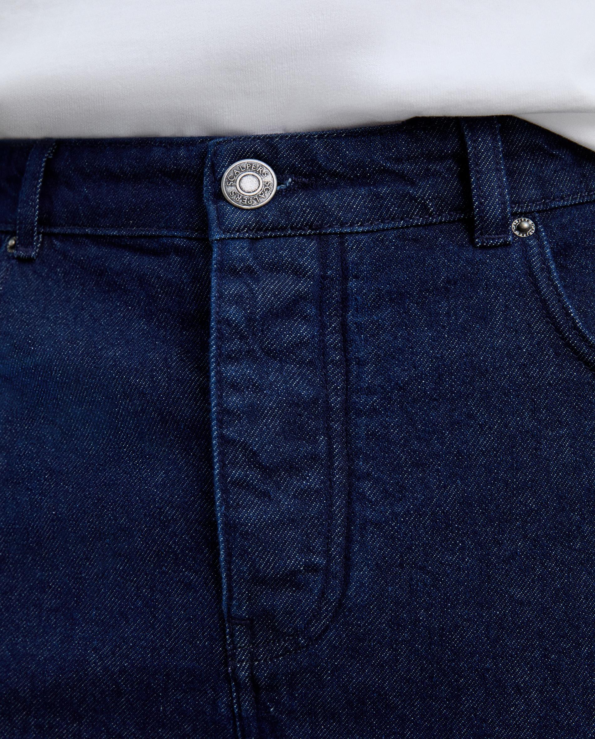 Jeans Regular com Fecho de Botão e Fecho Zip Azul-escuro-4