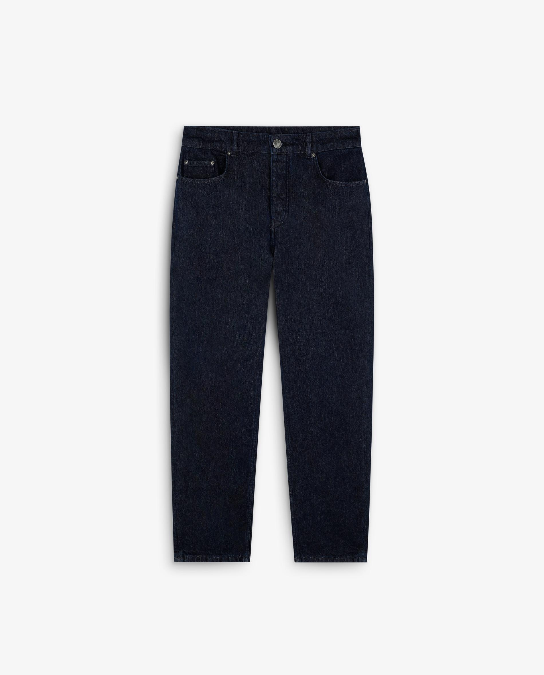 Jeans Regular com Fecho de Botão e Fecho Zip Azul-escuro-5