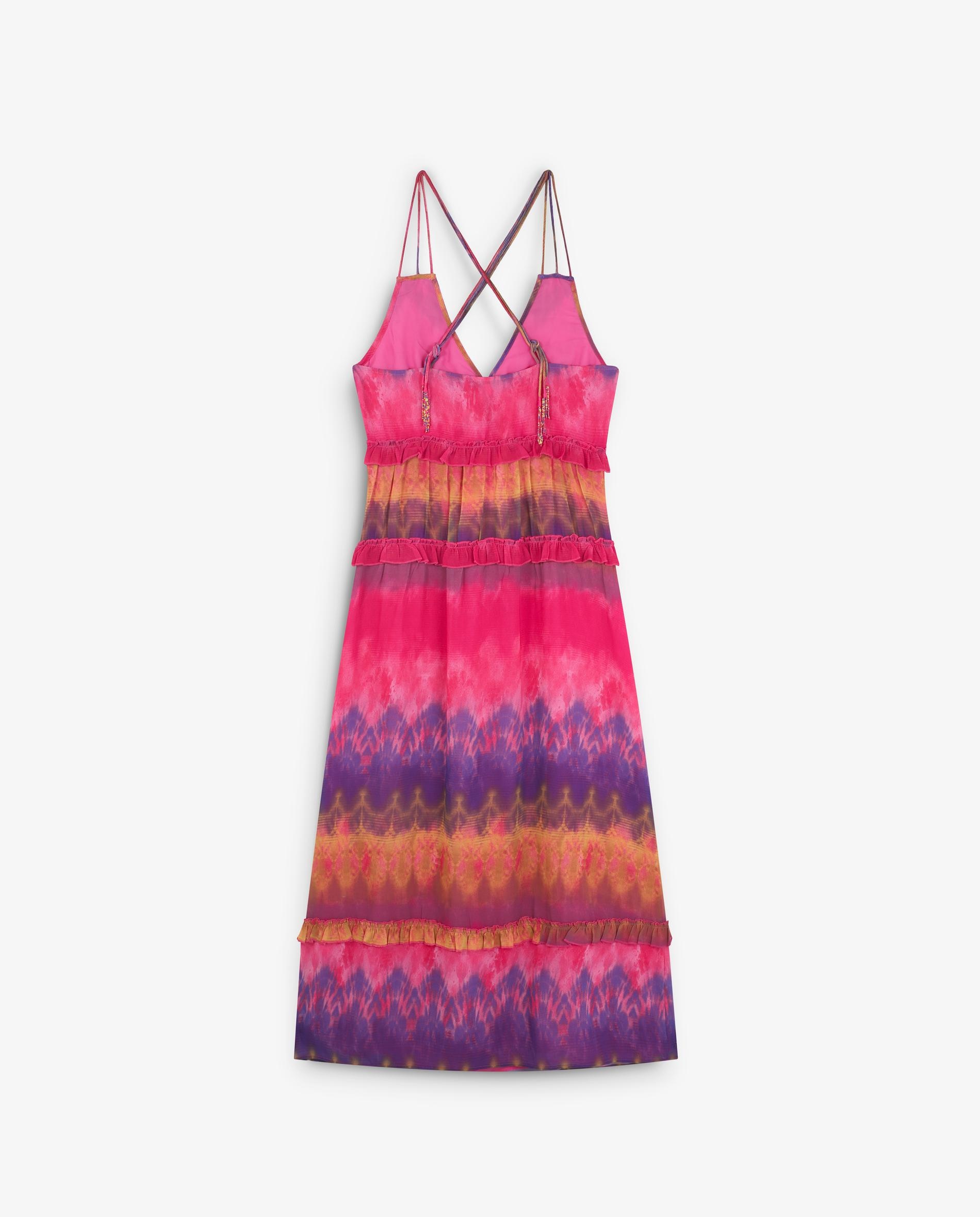 Vestido Comprido Tie Dye com Folhos Multicolor-8