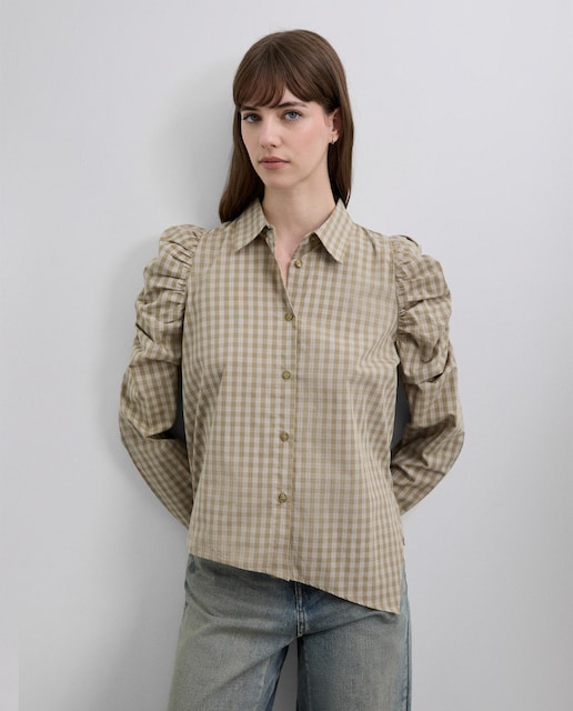 Imagem 0 de Camisa aos Quadrados com Mangas Abalonadas