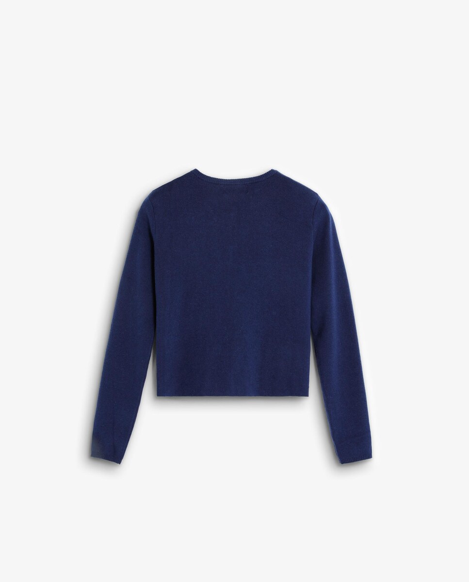 Camisola com Fecho Frontal de Botões e Bolsos Frontais Azul-6