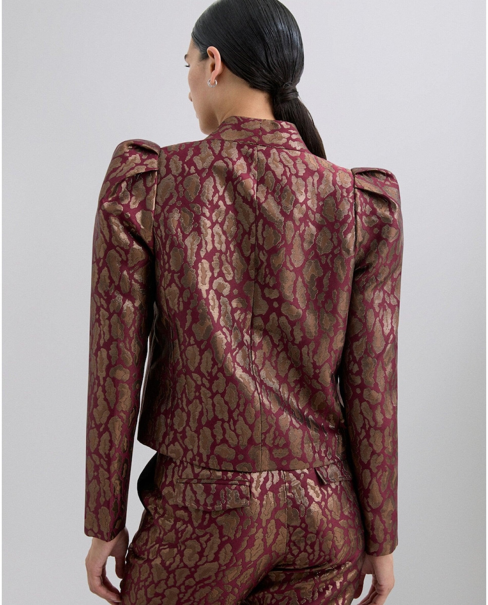 Casaco com Fecho de Botões e Gola em V Multicolor-2