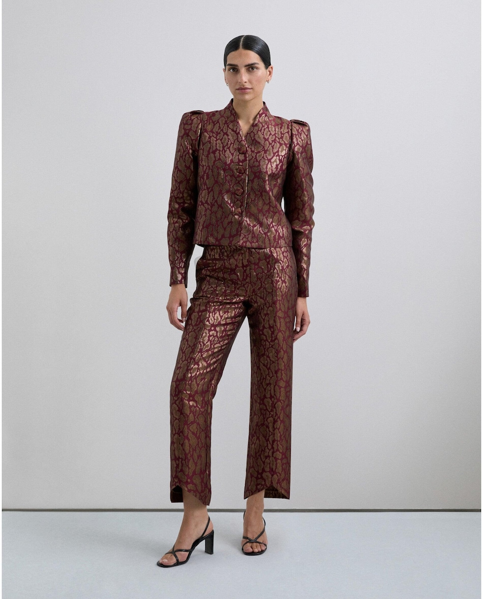 Casaco com Fecho de Botões e Gola em V Multicolor-3