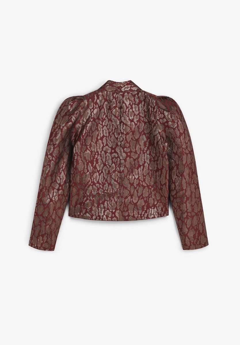 Casaco com Fecho de Botões e Gola em V Multicolor-5