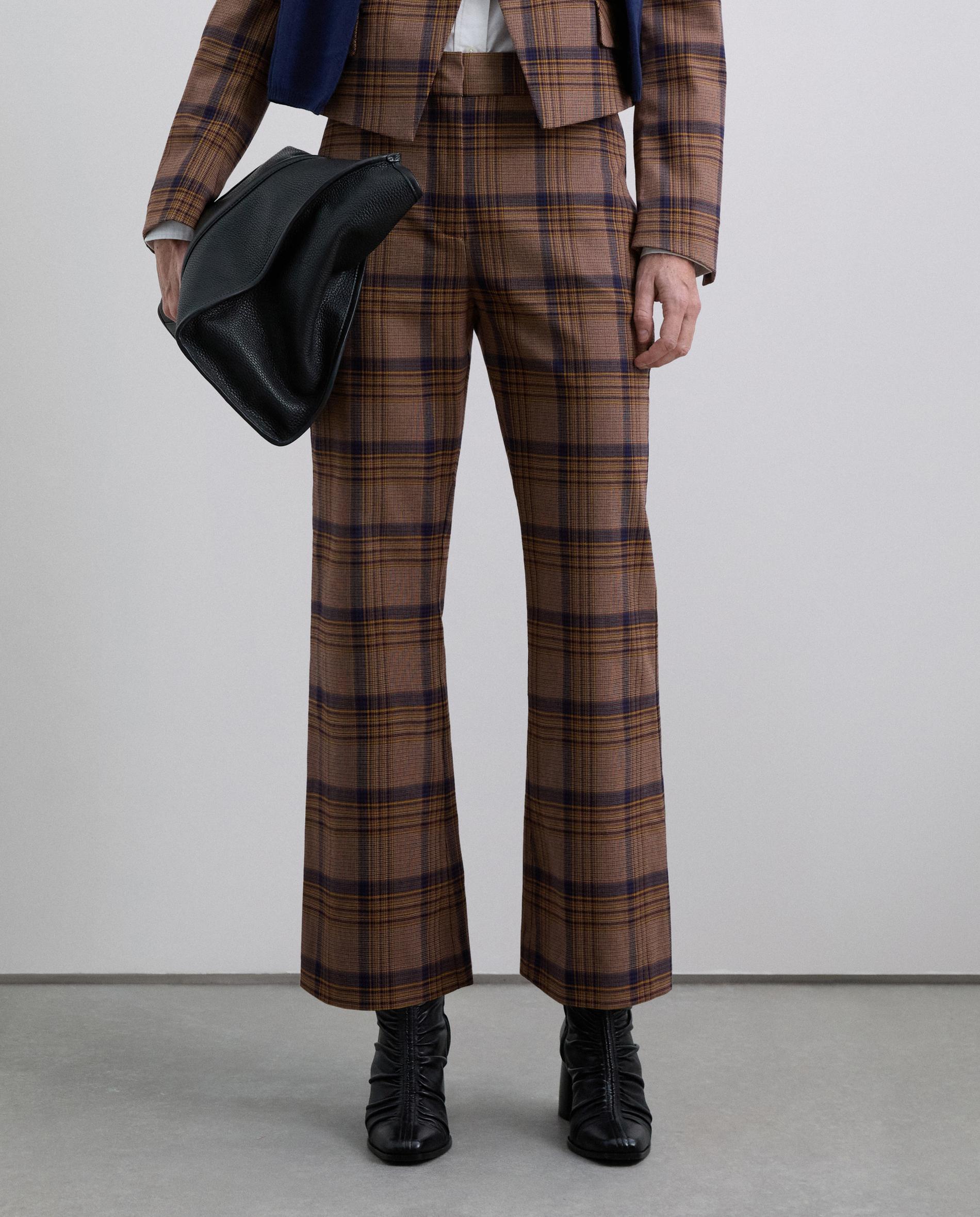 Imagem 0 de Calças com Corte a Direito Ankle Flare com Estampado aos Quadrados