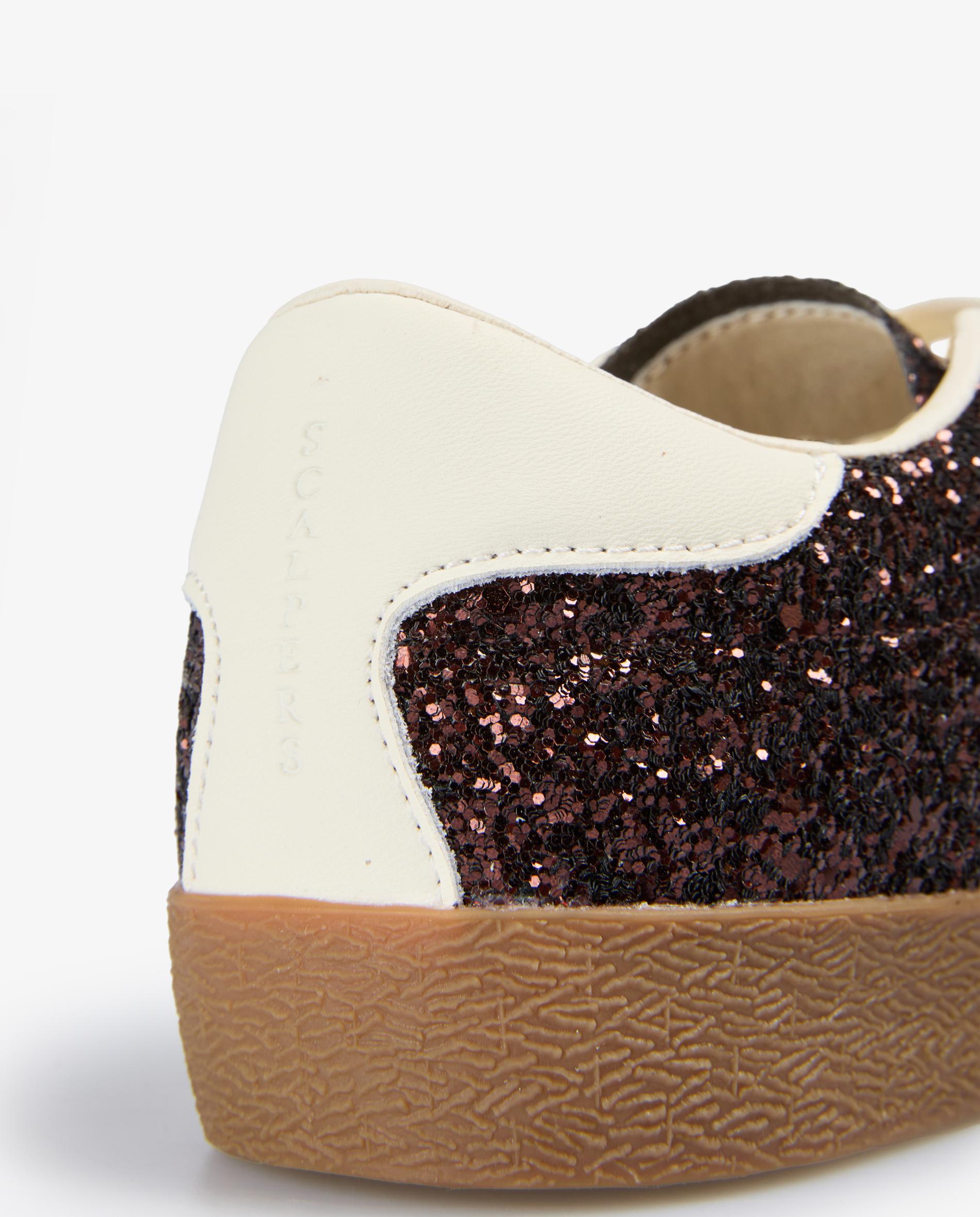 Sapatilhas Retro com Atacadores e Acabamento Glitter Castanho-6
