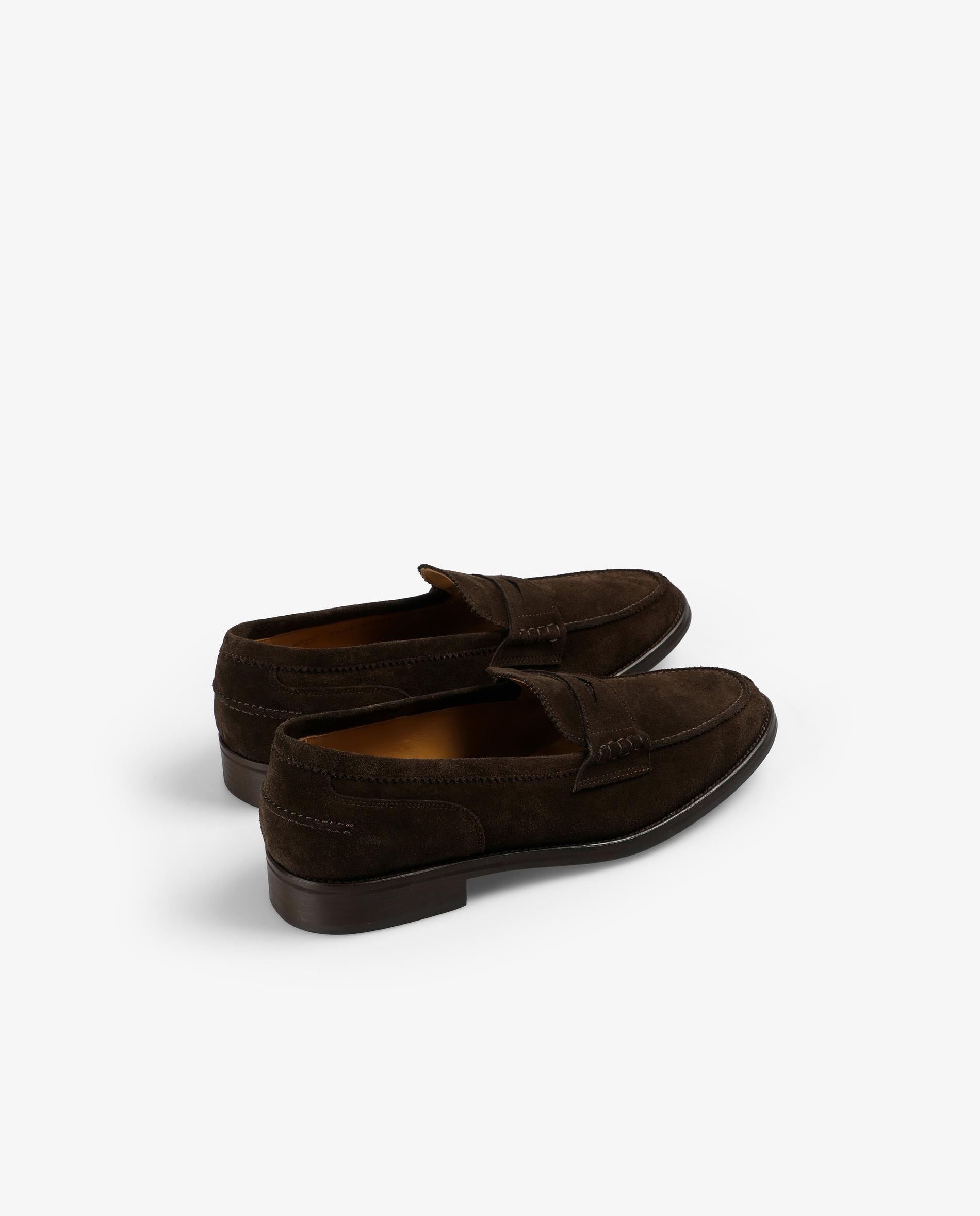 Mocassins em Pele de Camurça com Travessão Castanho-escuro-3