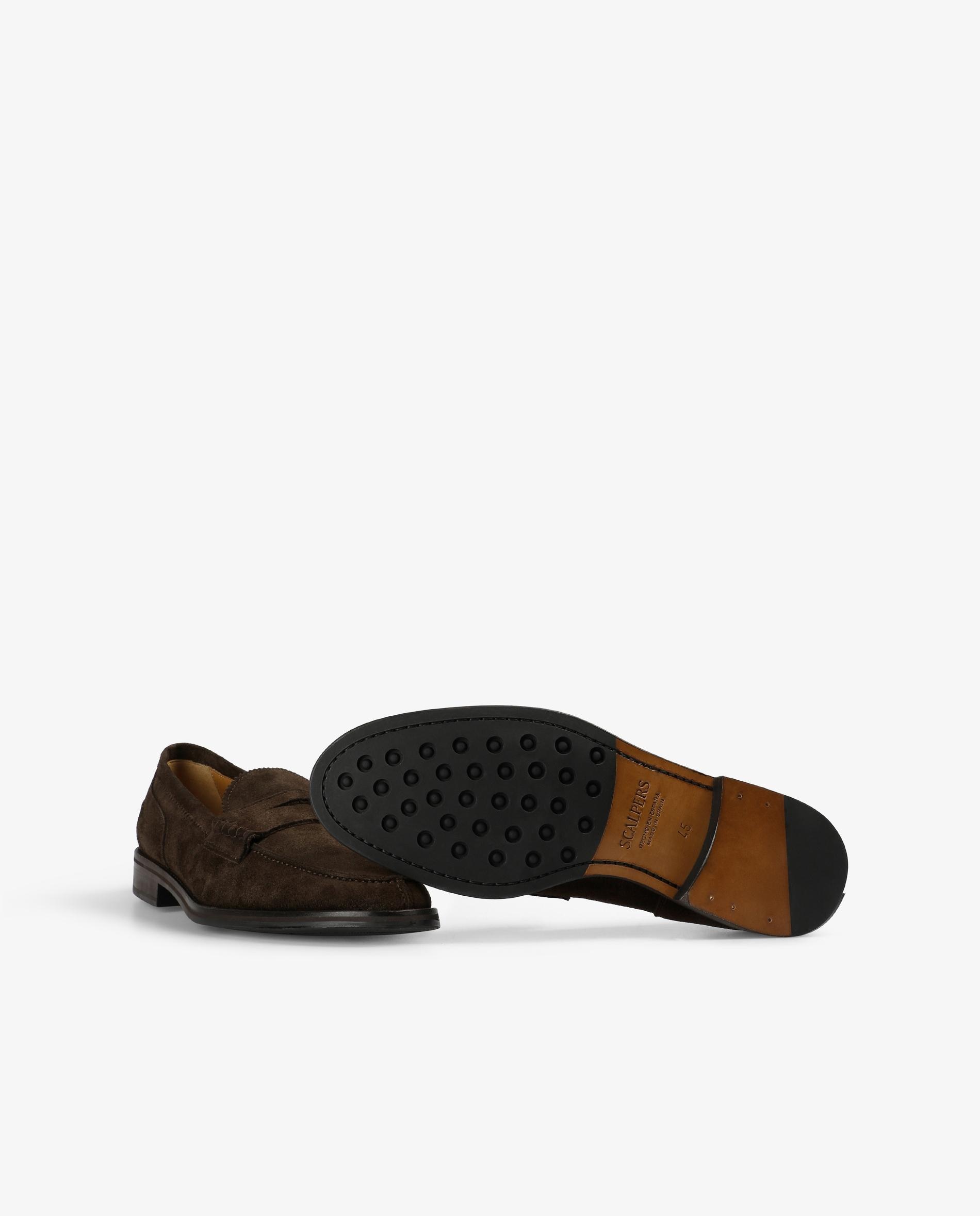 Mocassins em Pele de Camurça com Travessão Castanho-escuro-4