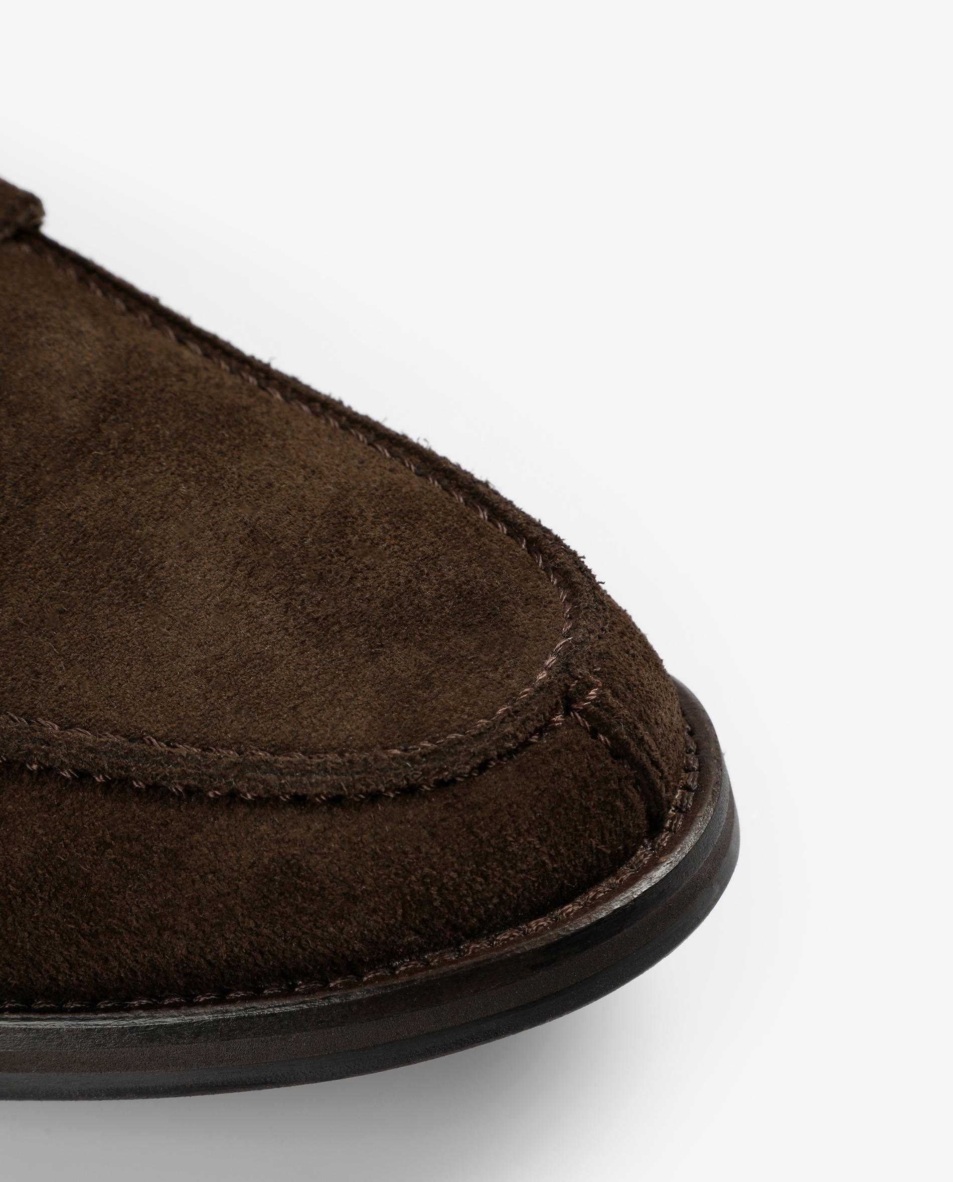 Mocassins em Pele de Camurça com Travessão Castanho-escuro-5