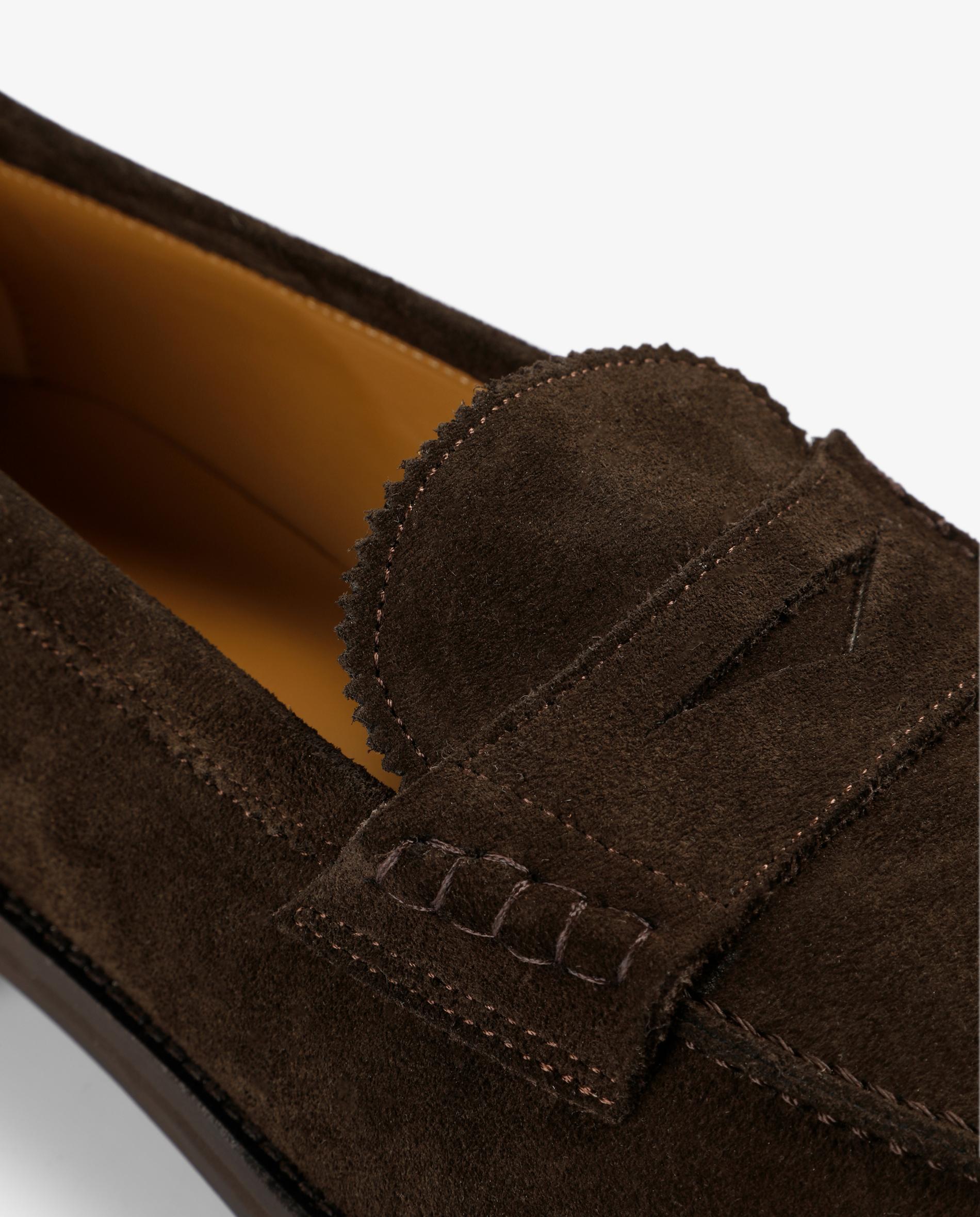 Mocassins em Pele de Camurça com Travessão Castanho-escuro-6