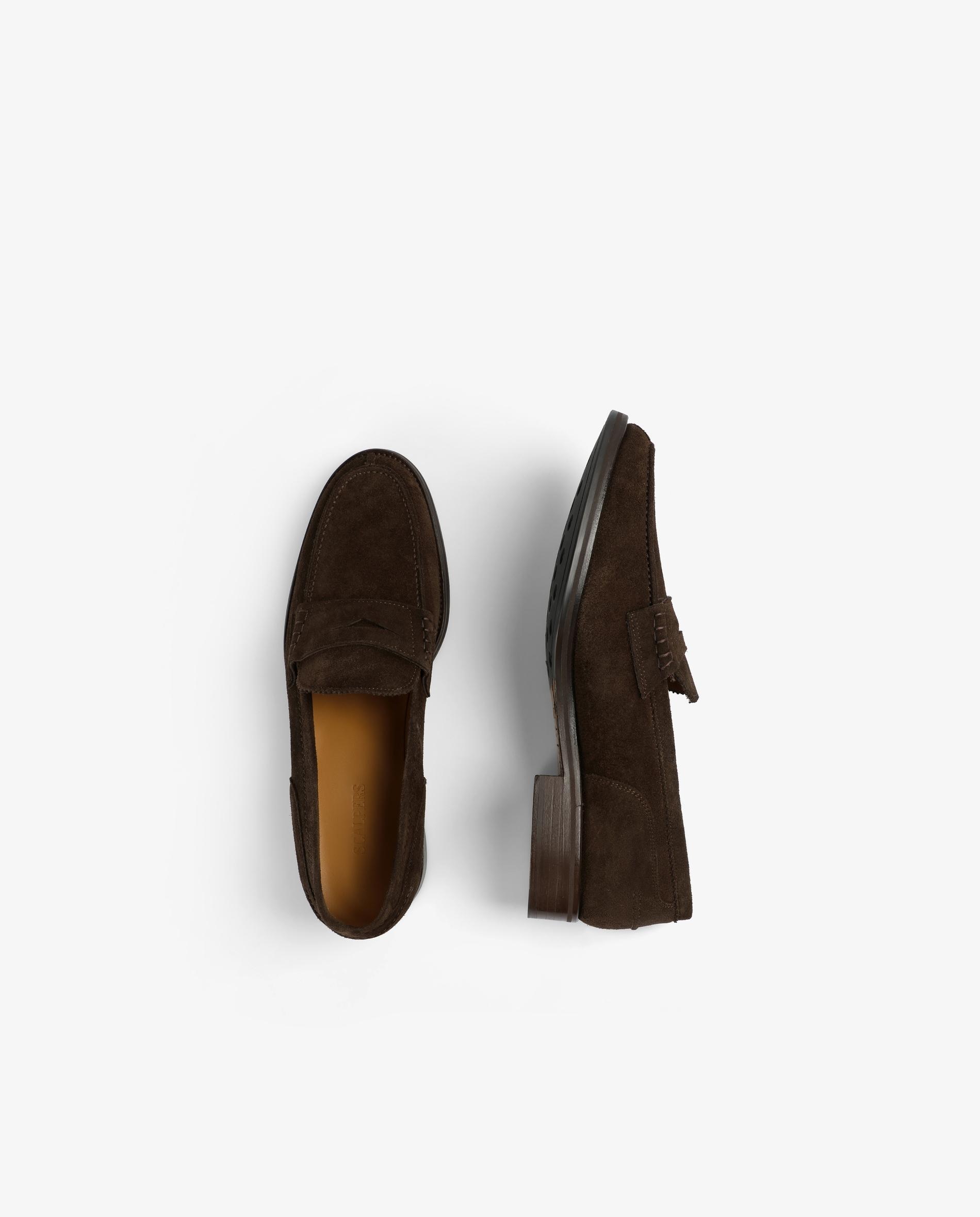 Mocassins em Pele de Camurça com Travessão Castanho-escuro-8