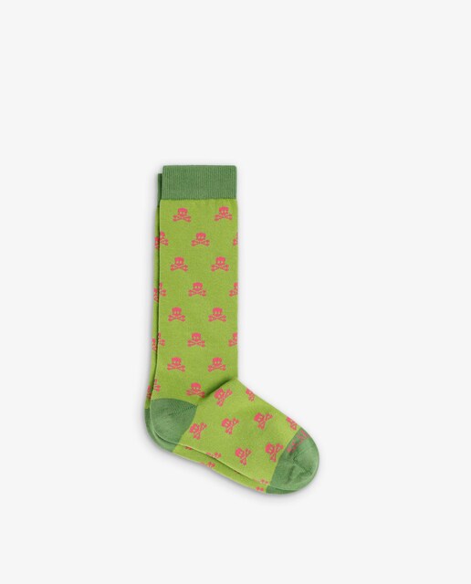 Imagem 0 de Meias Altas Infantil com Estampado de Caveiras em Contraste