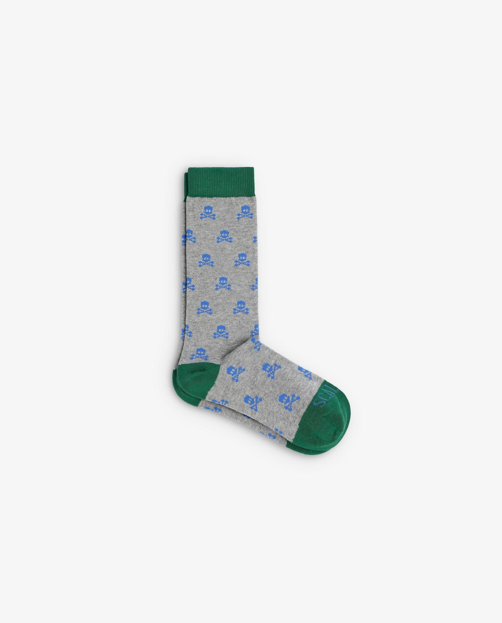 Meias Altas Infantil com Estampado de Caveiras Scalpers Cinzento-1