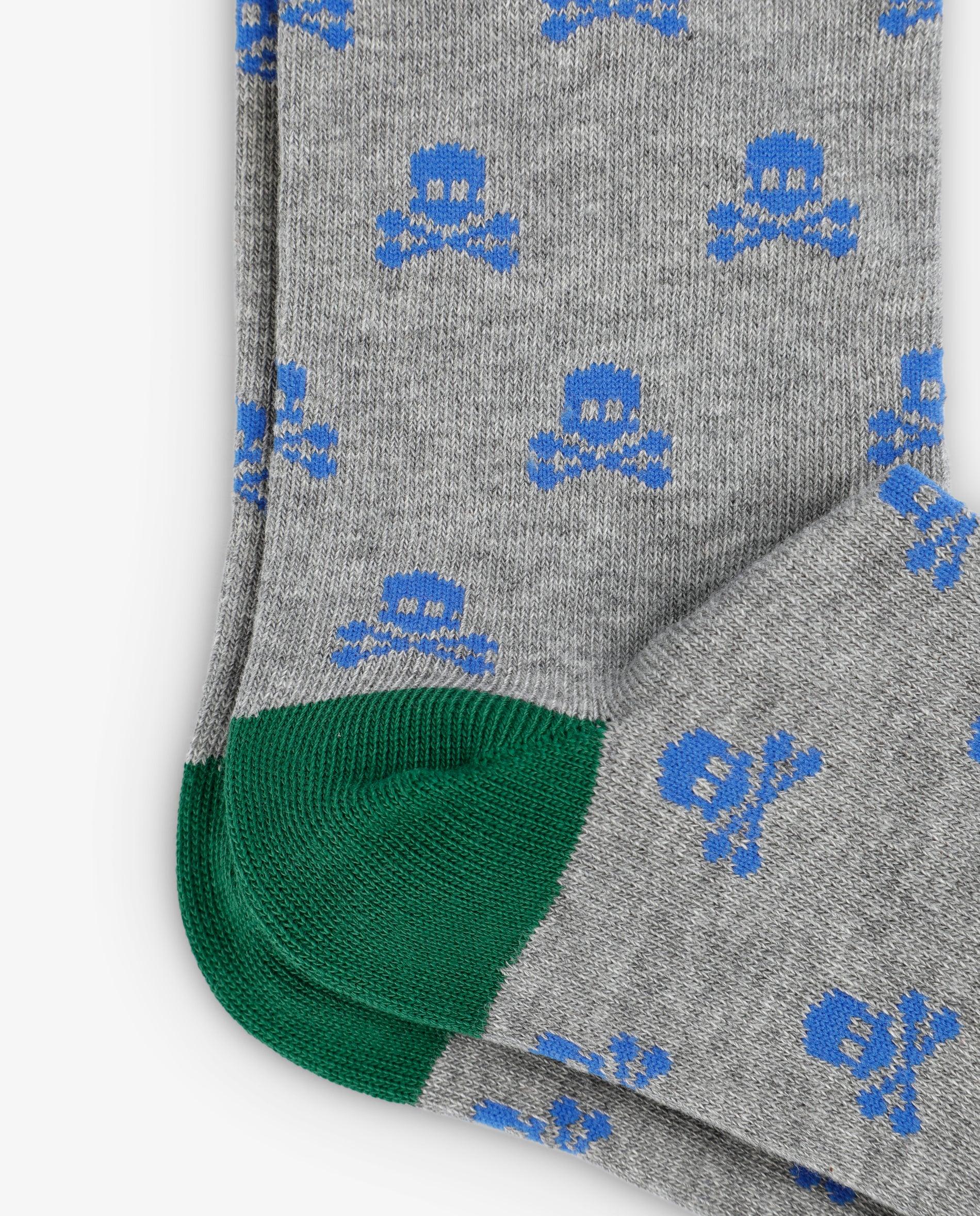 Meias Altas Infantil com Estampado de Caveiras Scalpers Cinzento-3