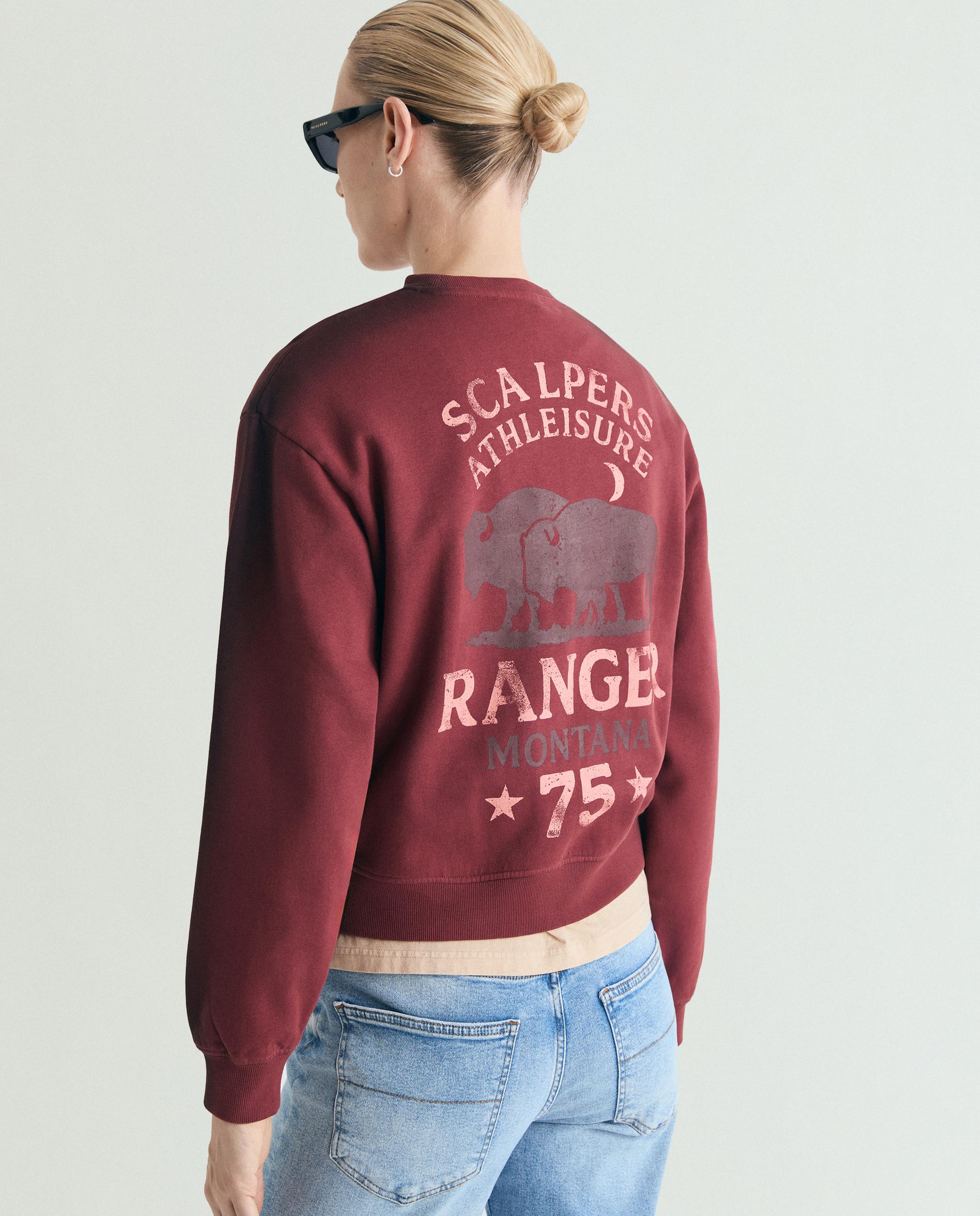Sweatshirt com Gola Redonda e Print Posterior Bordeaux-2