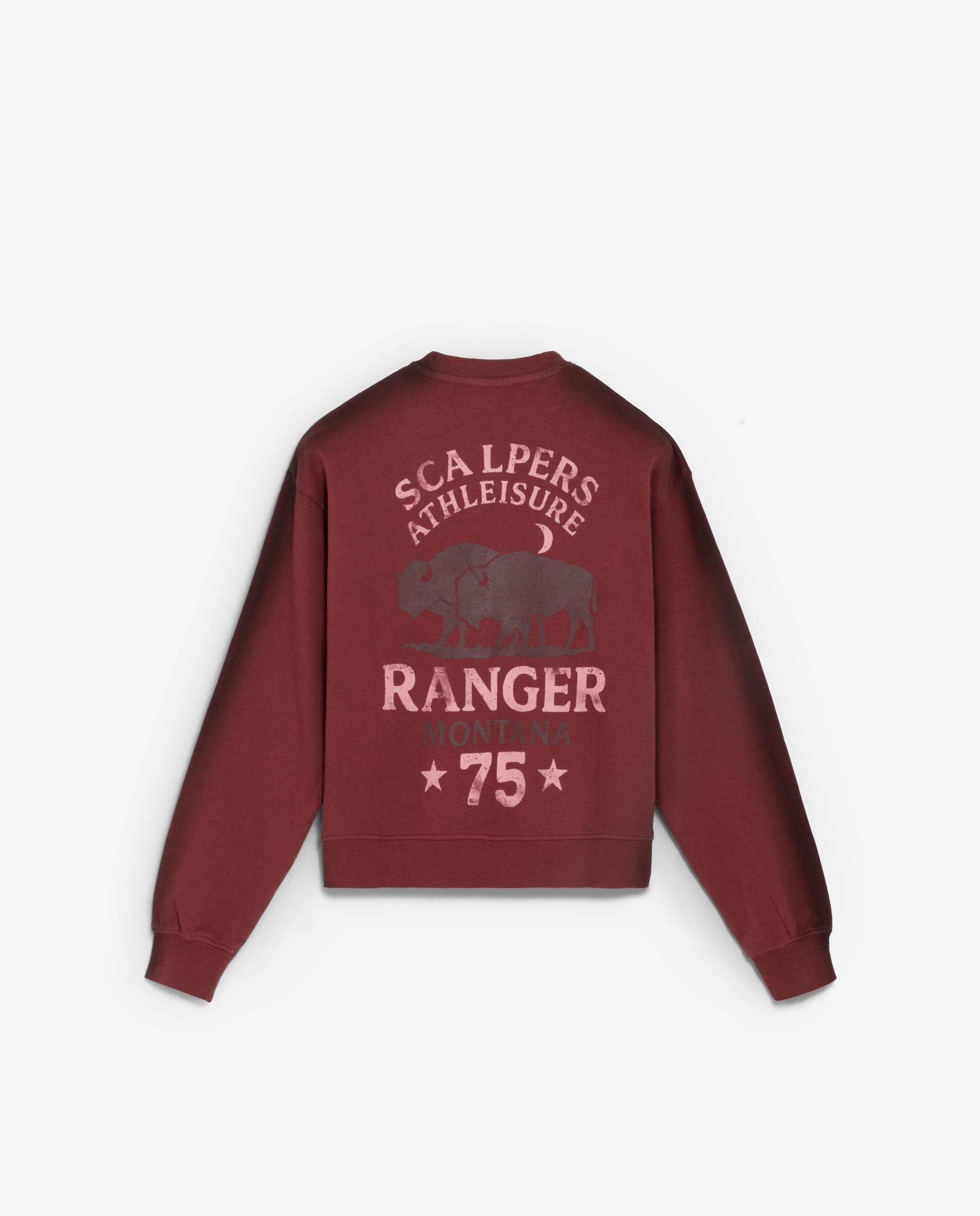 Sweatshirt com Gola Redonda e Print Posterior Bordeaux-5