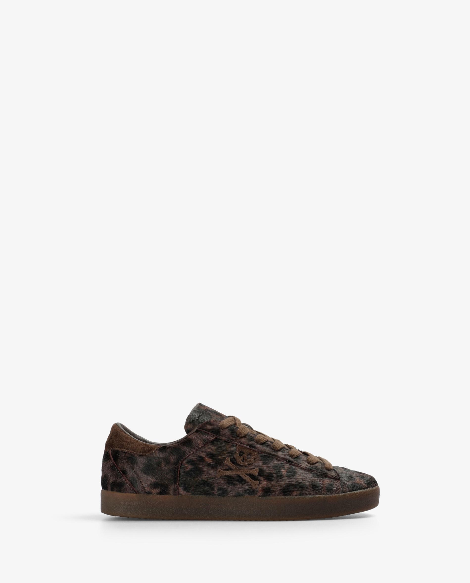 Imagem 0 de Sapatilhas de Estilo Retro em Pele Animal Print com Acabamento em Pelo