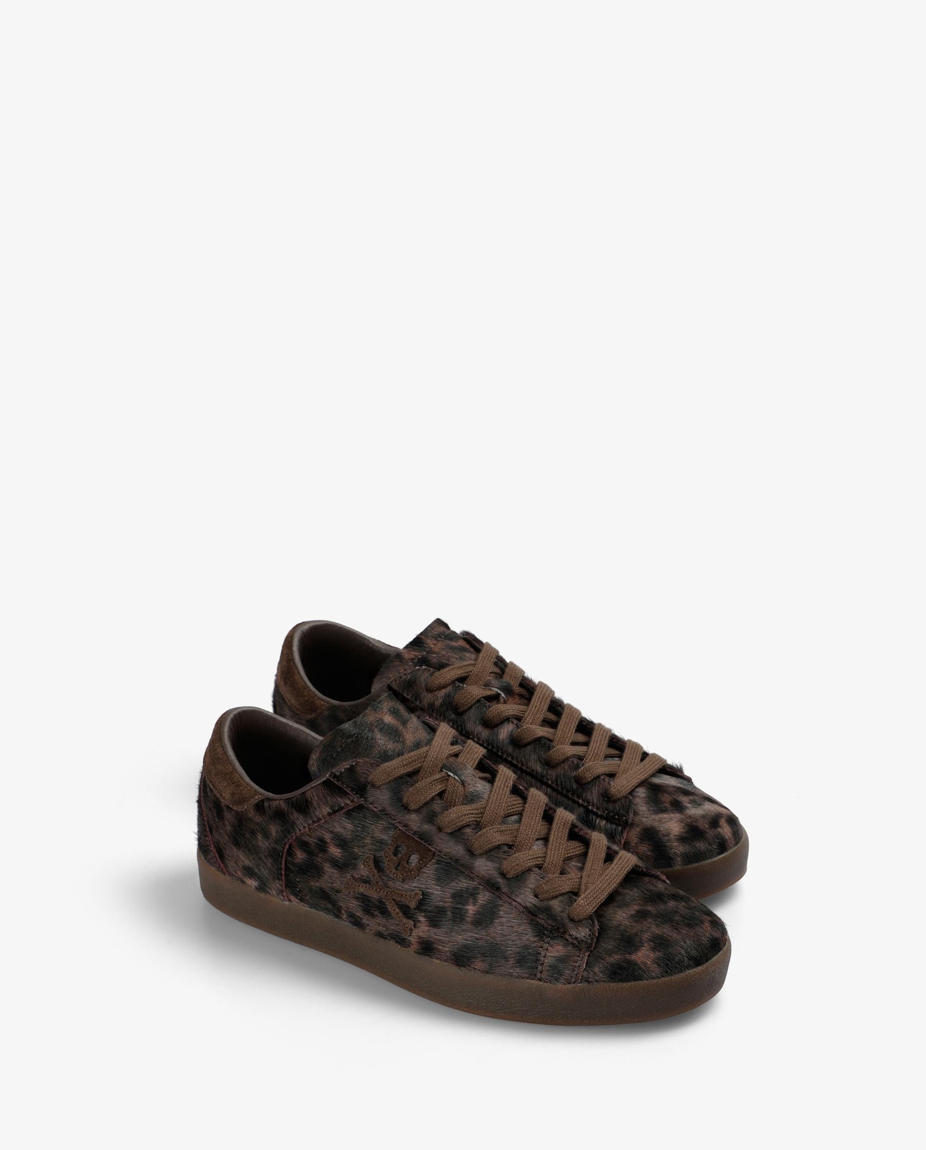Sapatilhas de Estilo Retro em Pele Animal Print com Acabamento em Pelo Multicolor-2