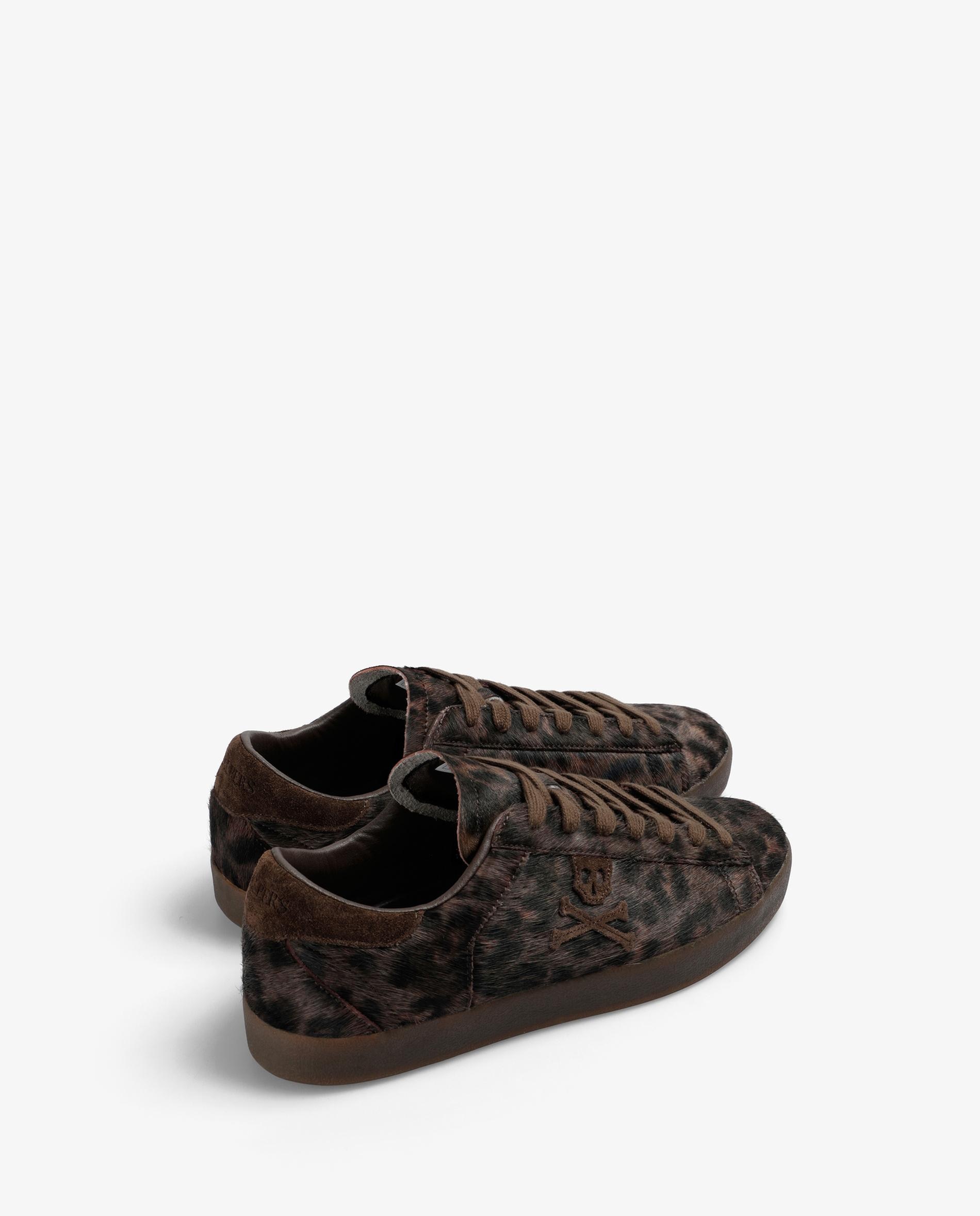 Sapatilhas de Estilo Retro em Pele Animal Print com Acabamento em Pelo Multicolor-3