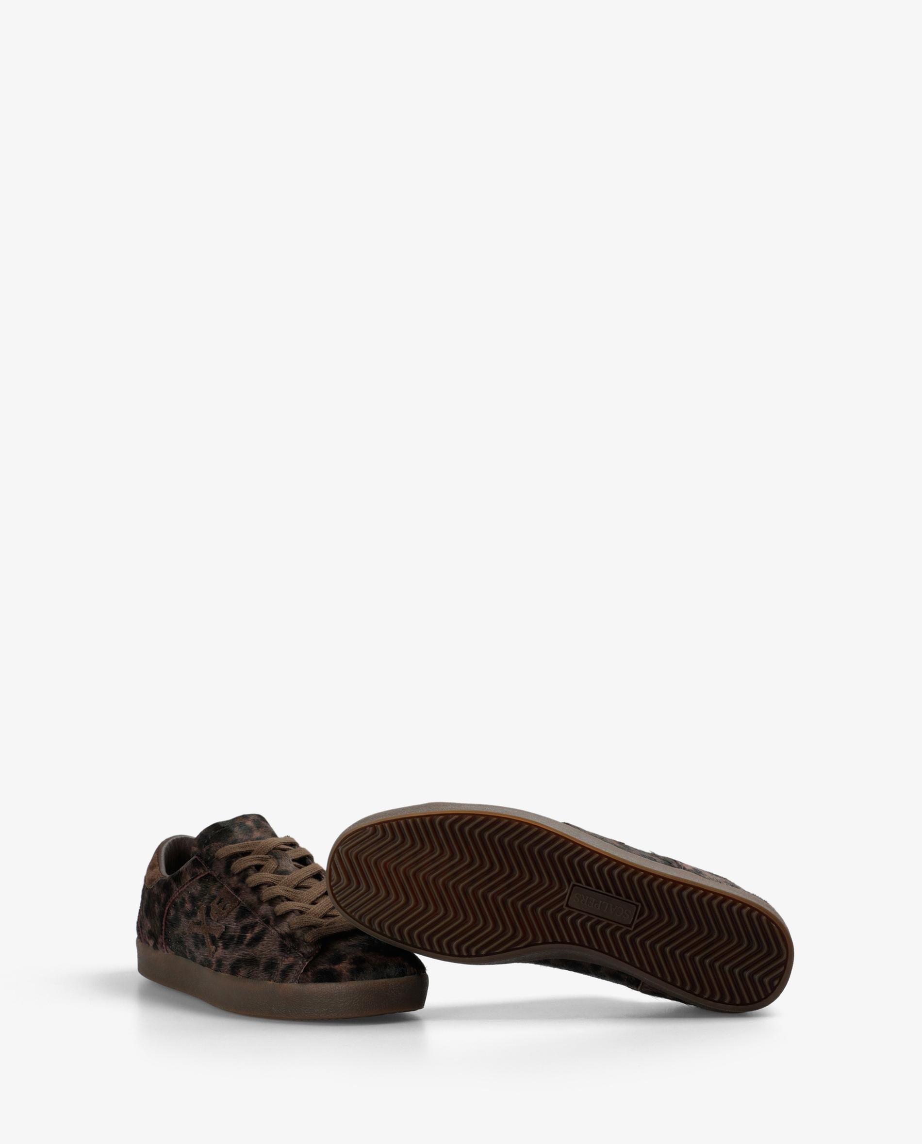 Sapatilhas de Estilo Retro em Pele Animal Print com Acabamento em Pelo Multicolor-4