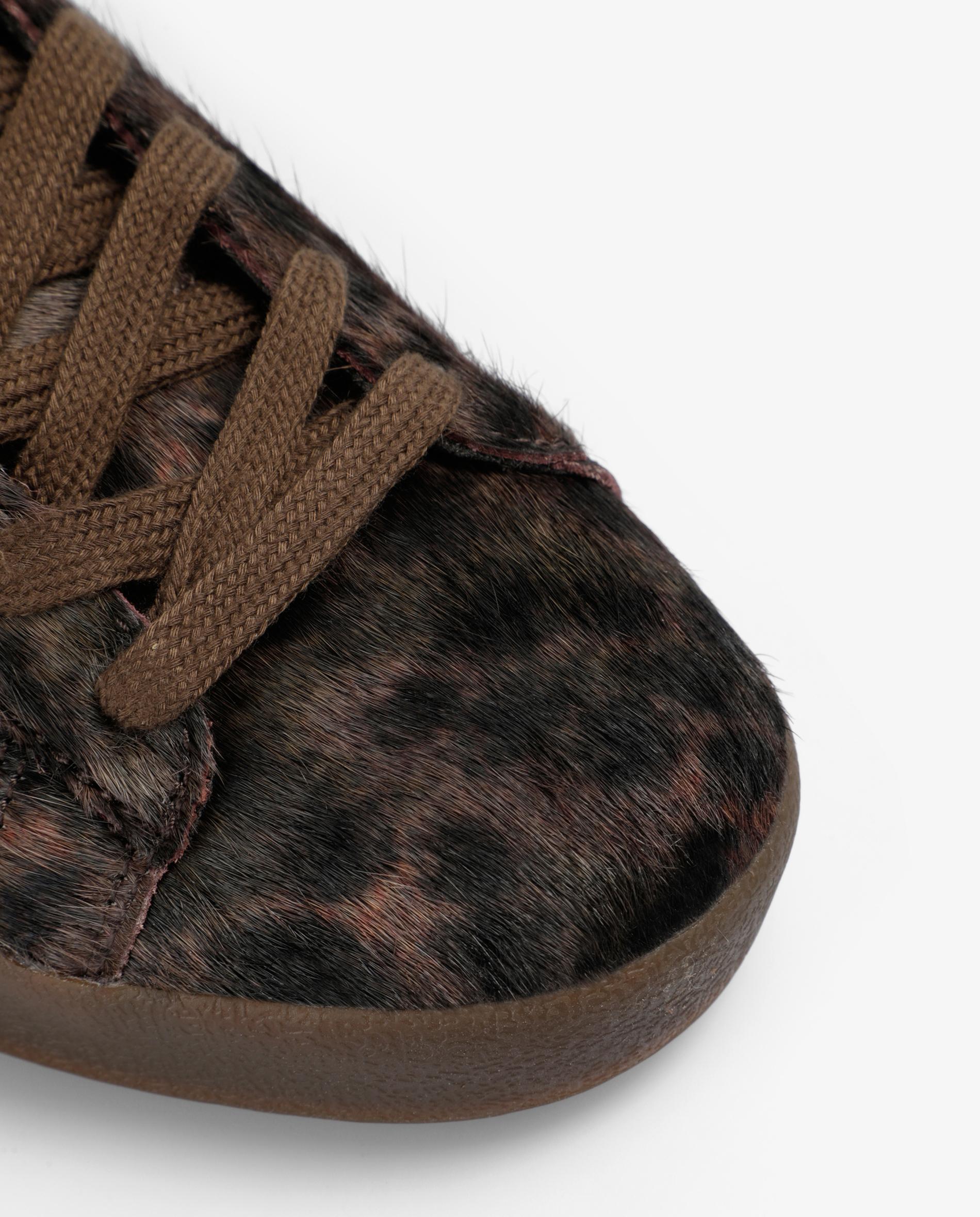 Sapatilhas de Estilo Retro em Pele Animal Print com Acabamento em Pelo Multicolor-5