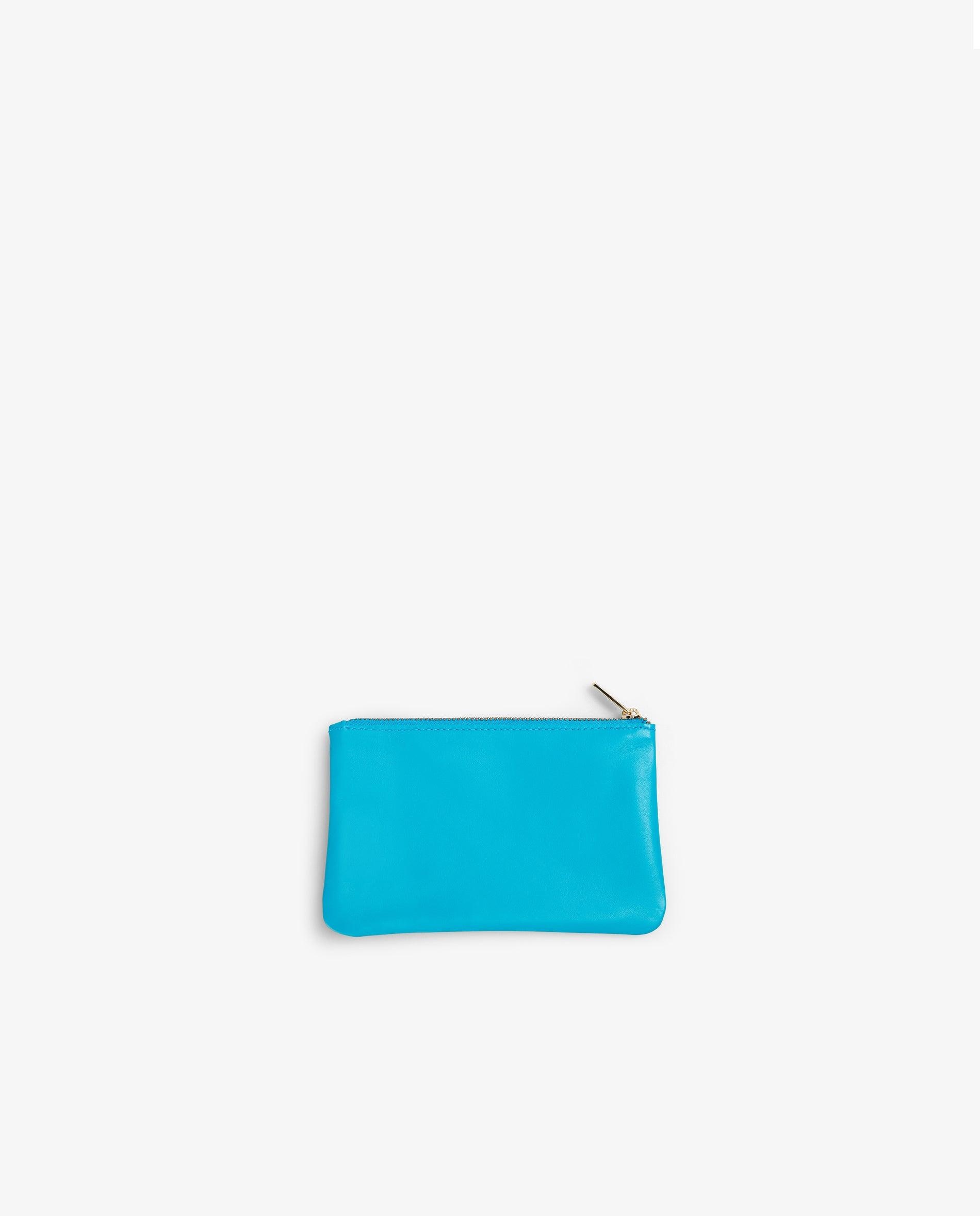 Porta-moedas de Pele com Logo Metálizado Turquesa-2