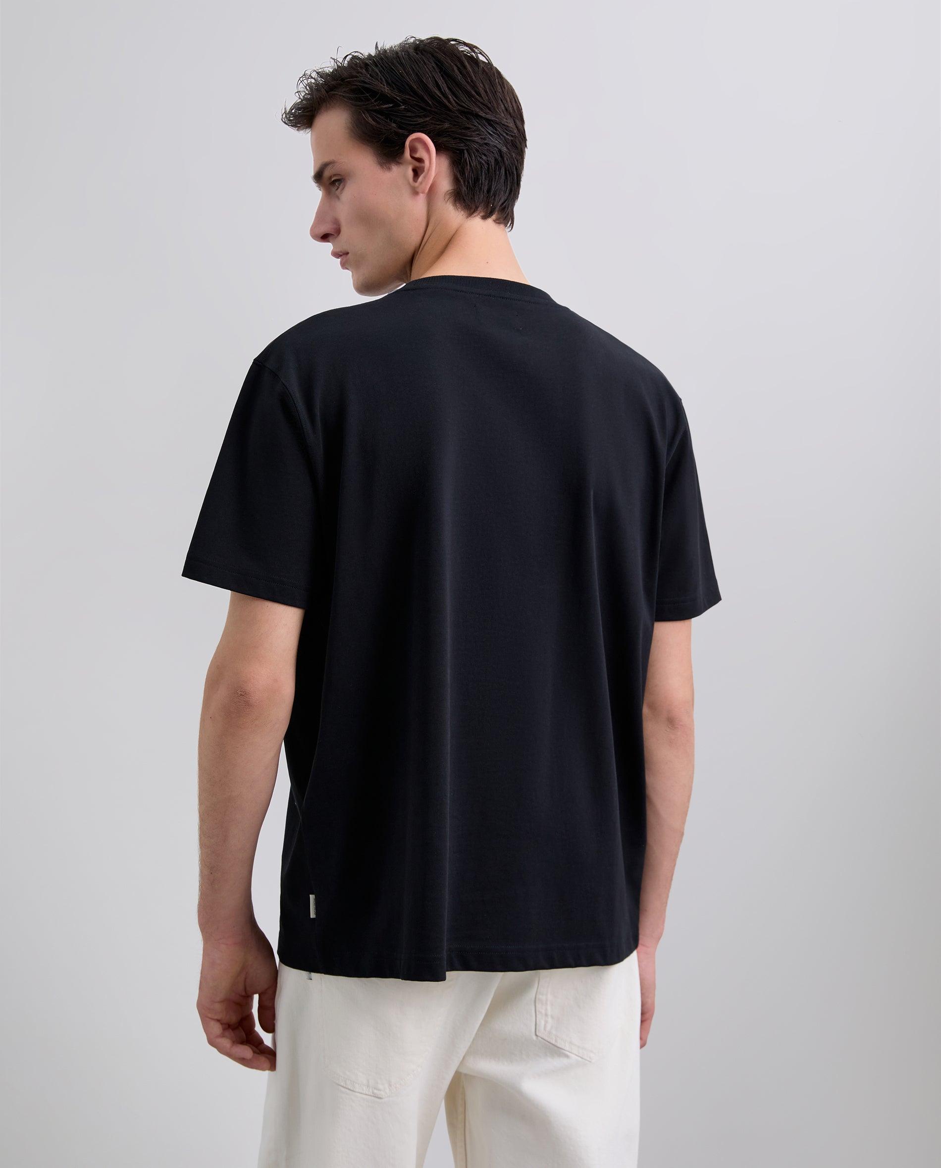 T-shirt de Manga Curta Básica Relaxed Fit Preto-3