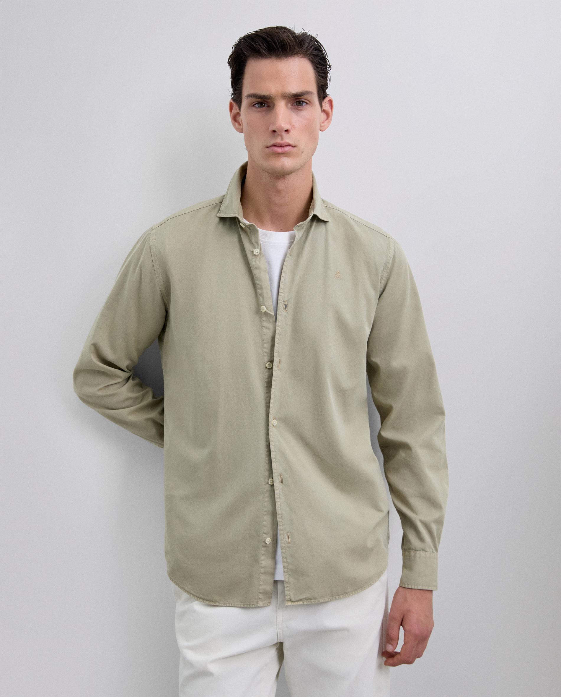 Camisa de Algodão Regular Fit Caqui-1