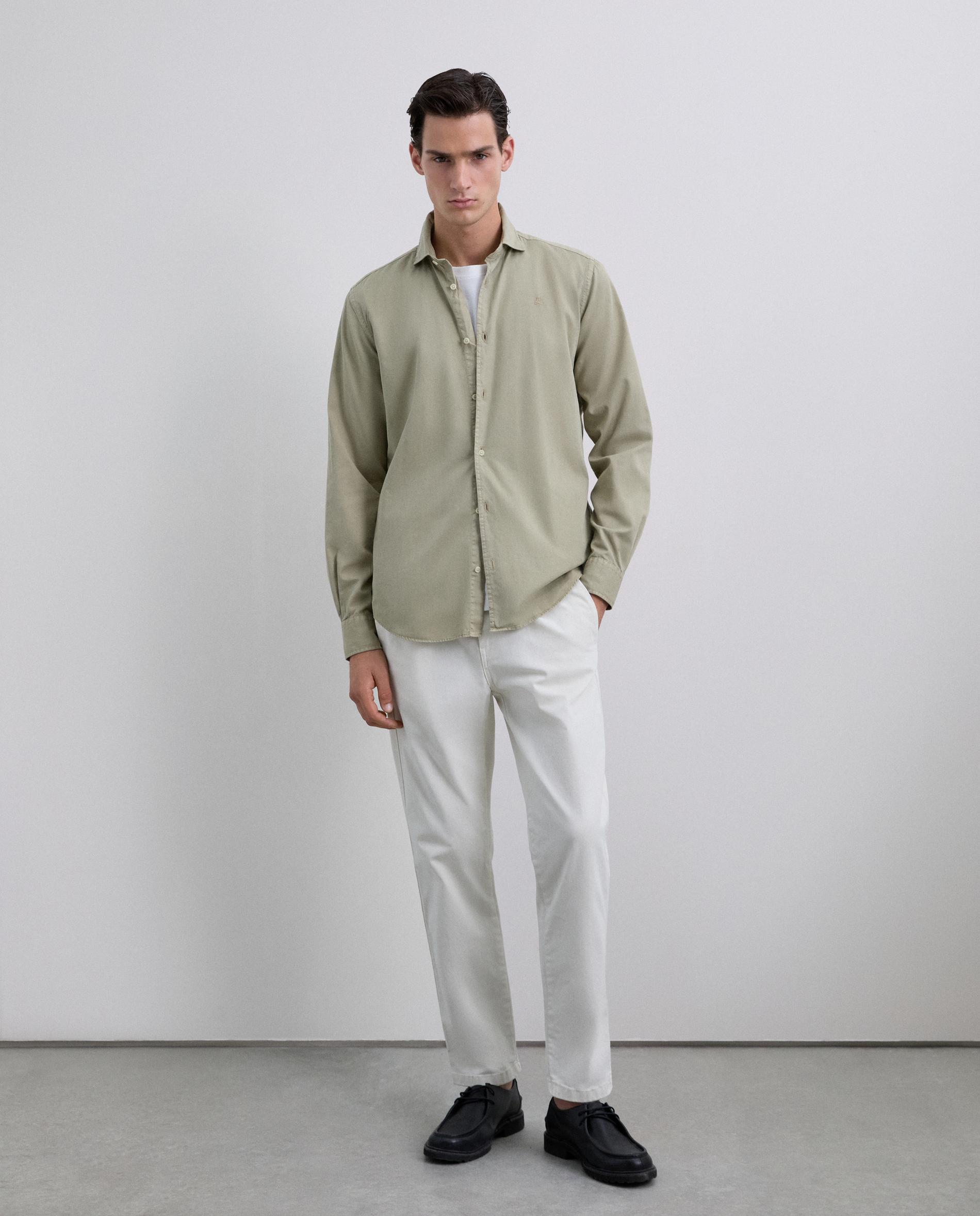 Camisa de Algodão Regular Fit Caqui-2
