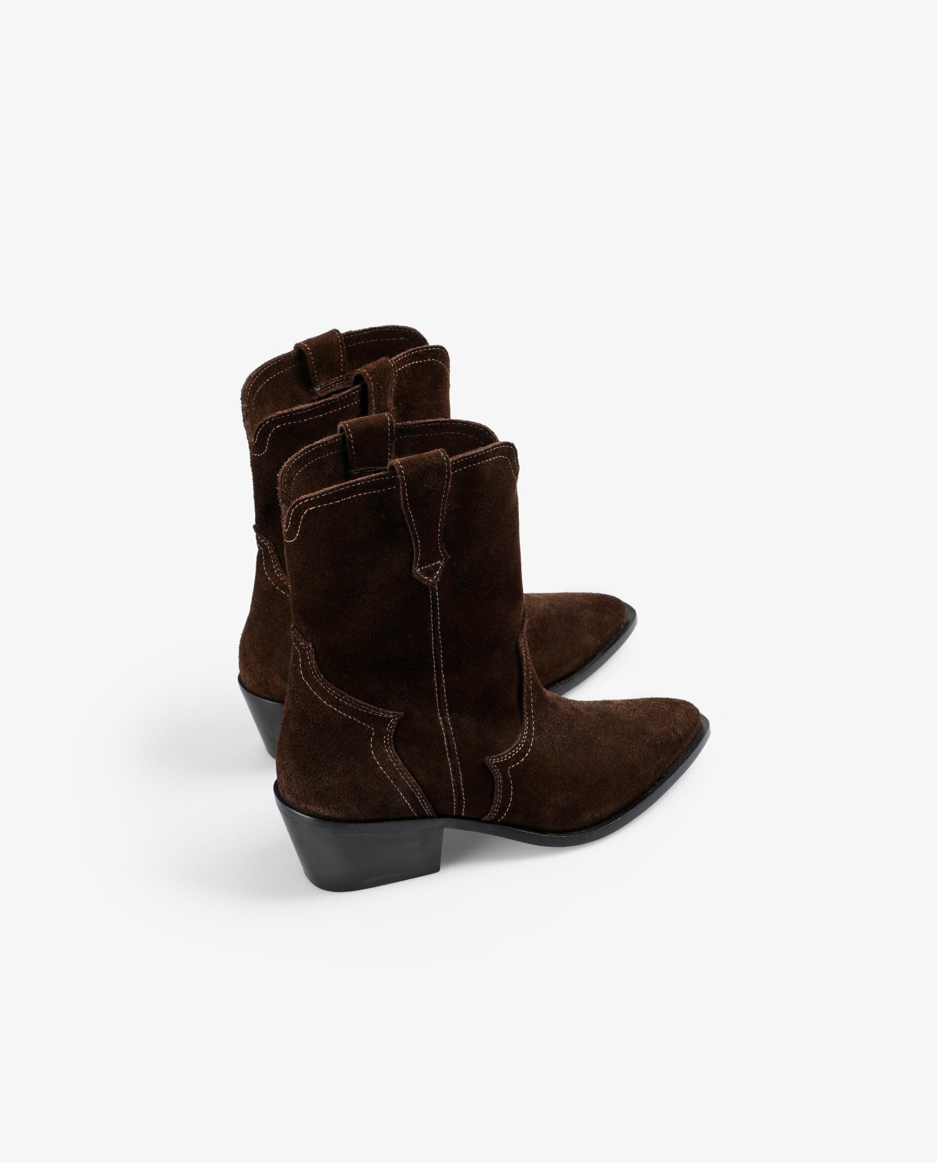Botas Cowboy de Couro de Cano Médio Castanho-3