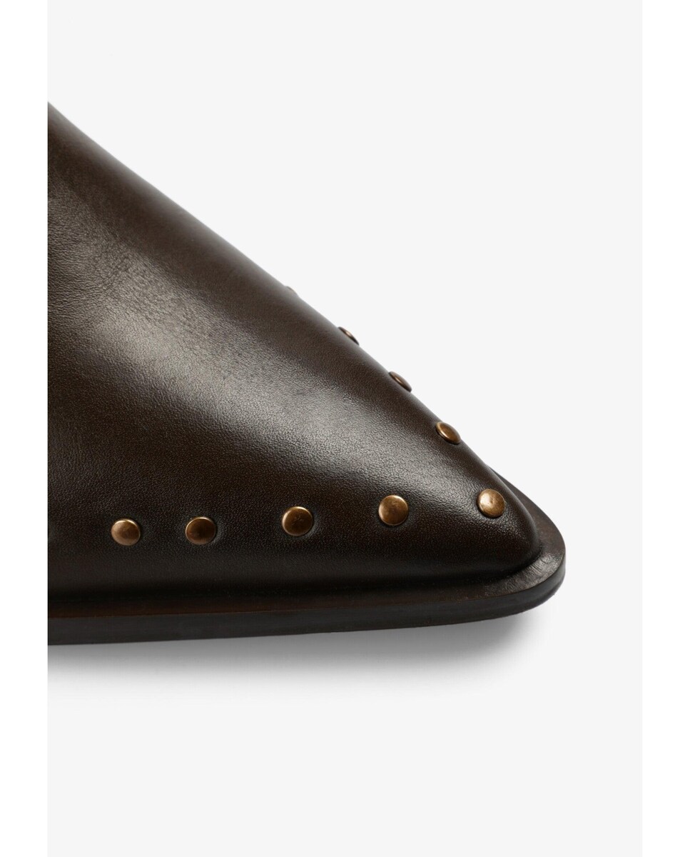 Botins de Pele com Tachas Decorativas Castanho-escuro-5