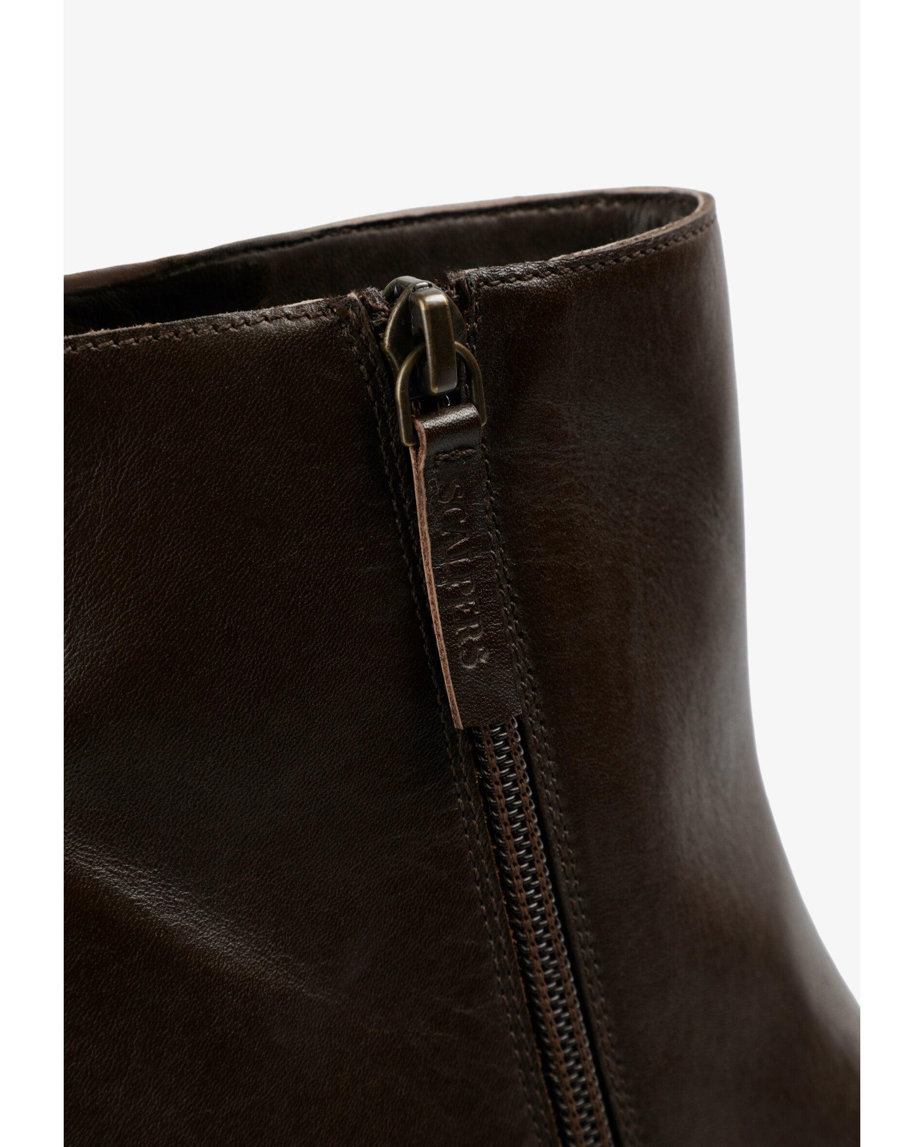 Botins de Pele com Tachas Decorativas Castanho-escuro-7