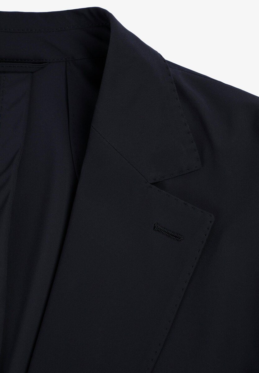 Blazer com Lapelas em V e Bolsos de Patch Frontais Azul-3