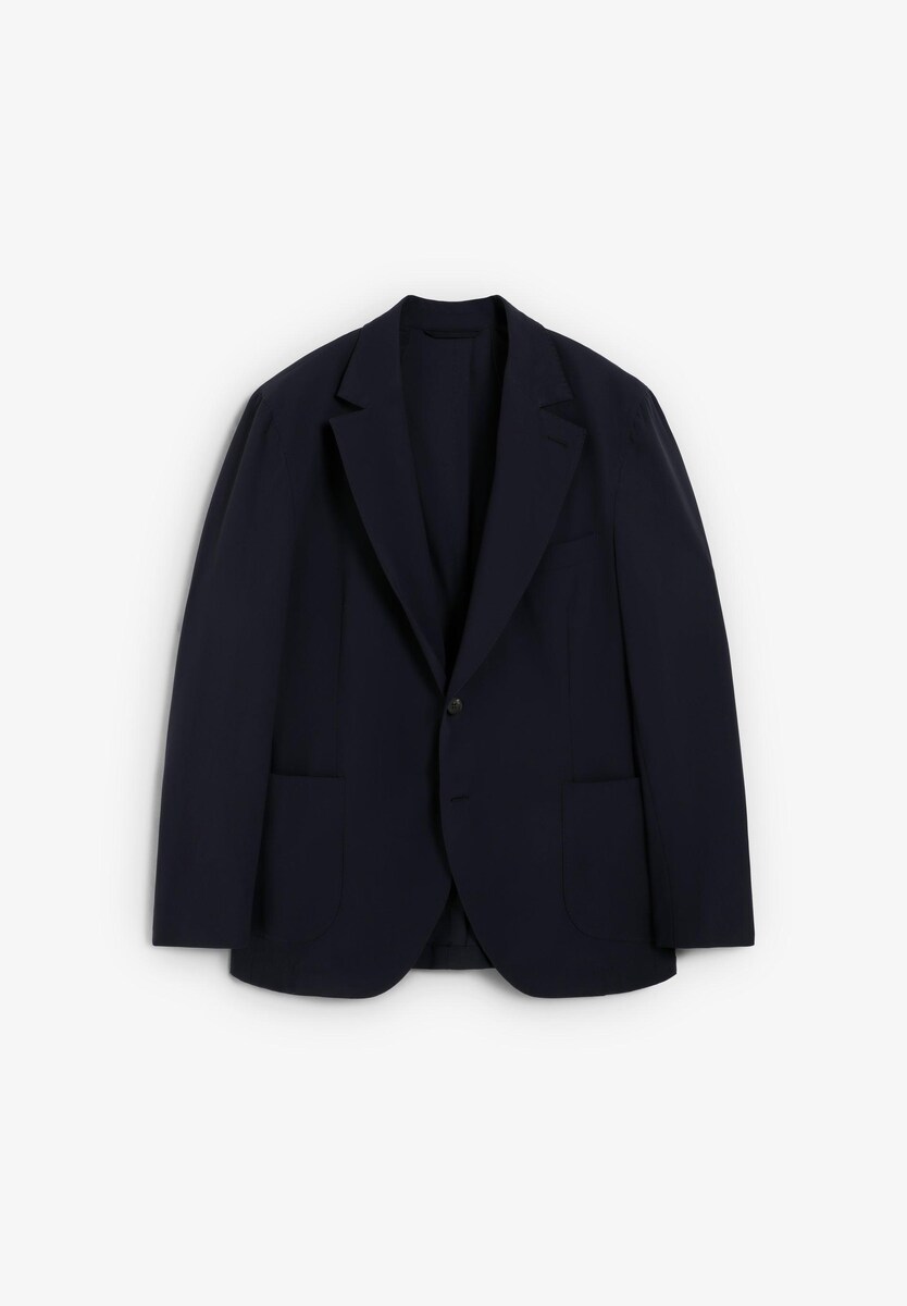Blazer com Lapelas em V e Bolsos de Patch Frontais Azul-7