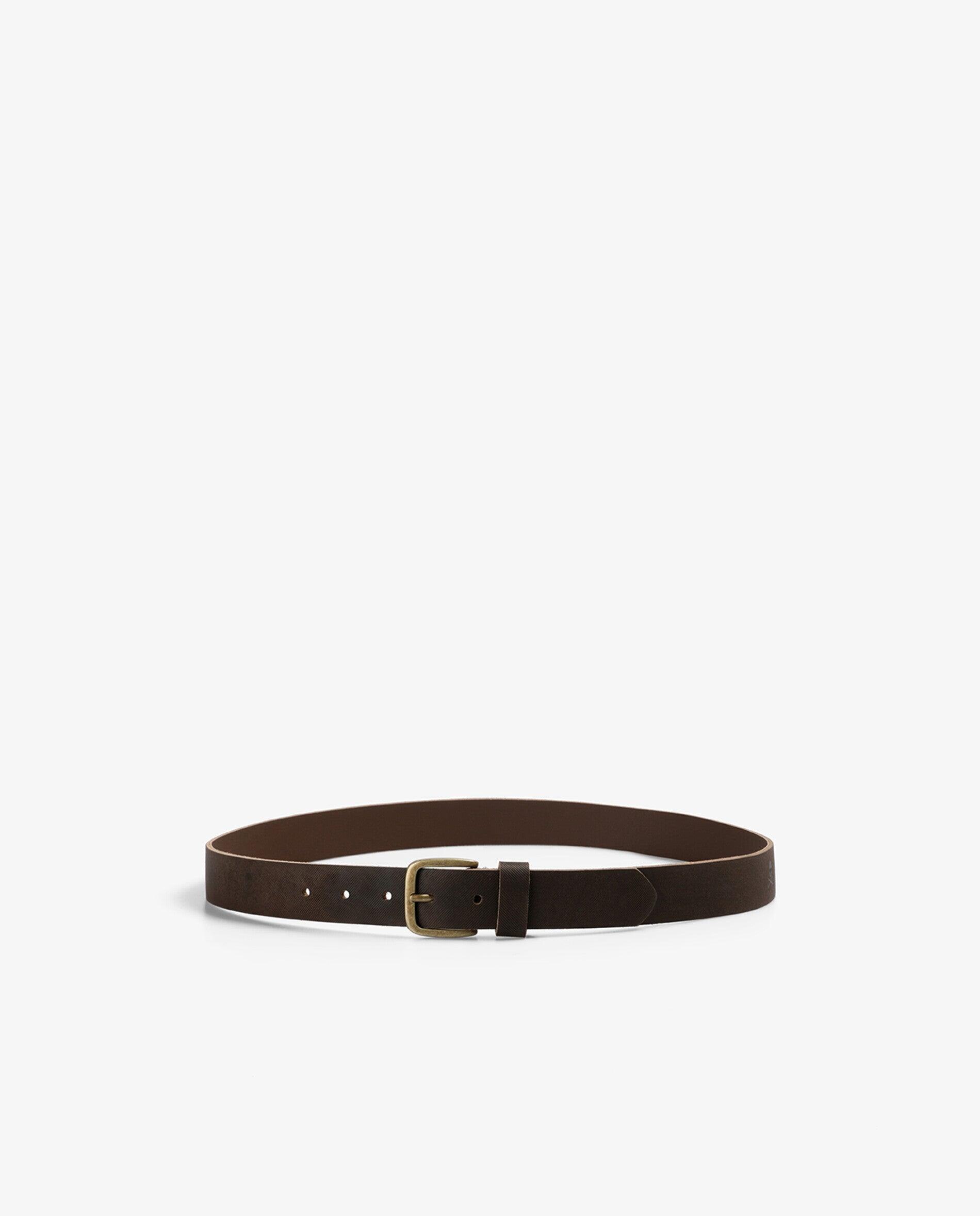 Cinto de Pele com Efeito Envelhecido e Fivela Castanho-escuro-2