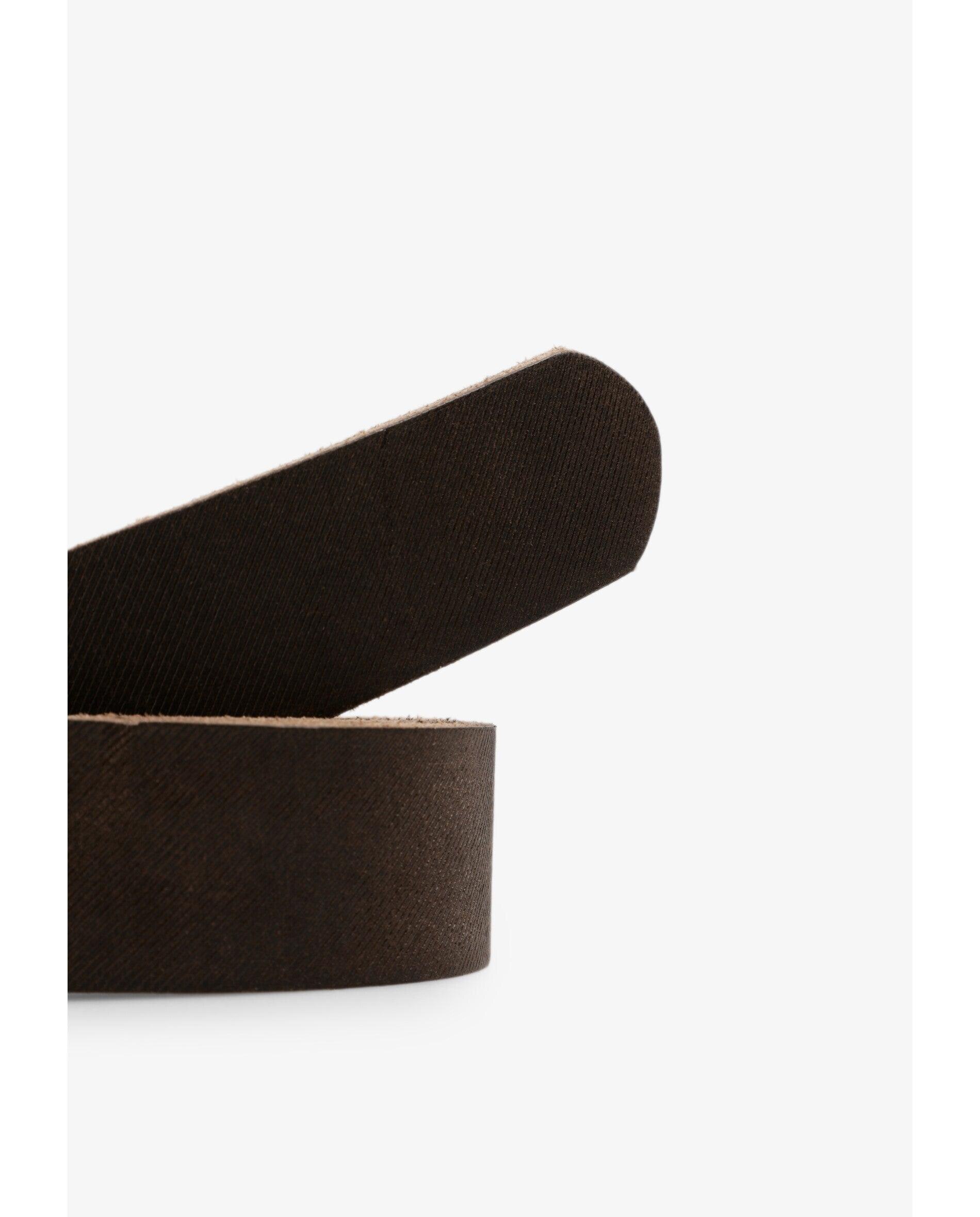 Cinto de Pele com Efeito Envelhecido e Fivela Castanho-escuro-3