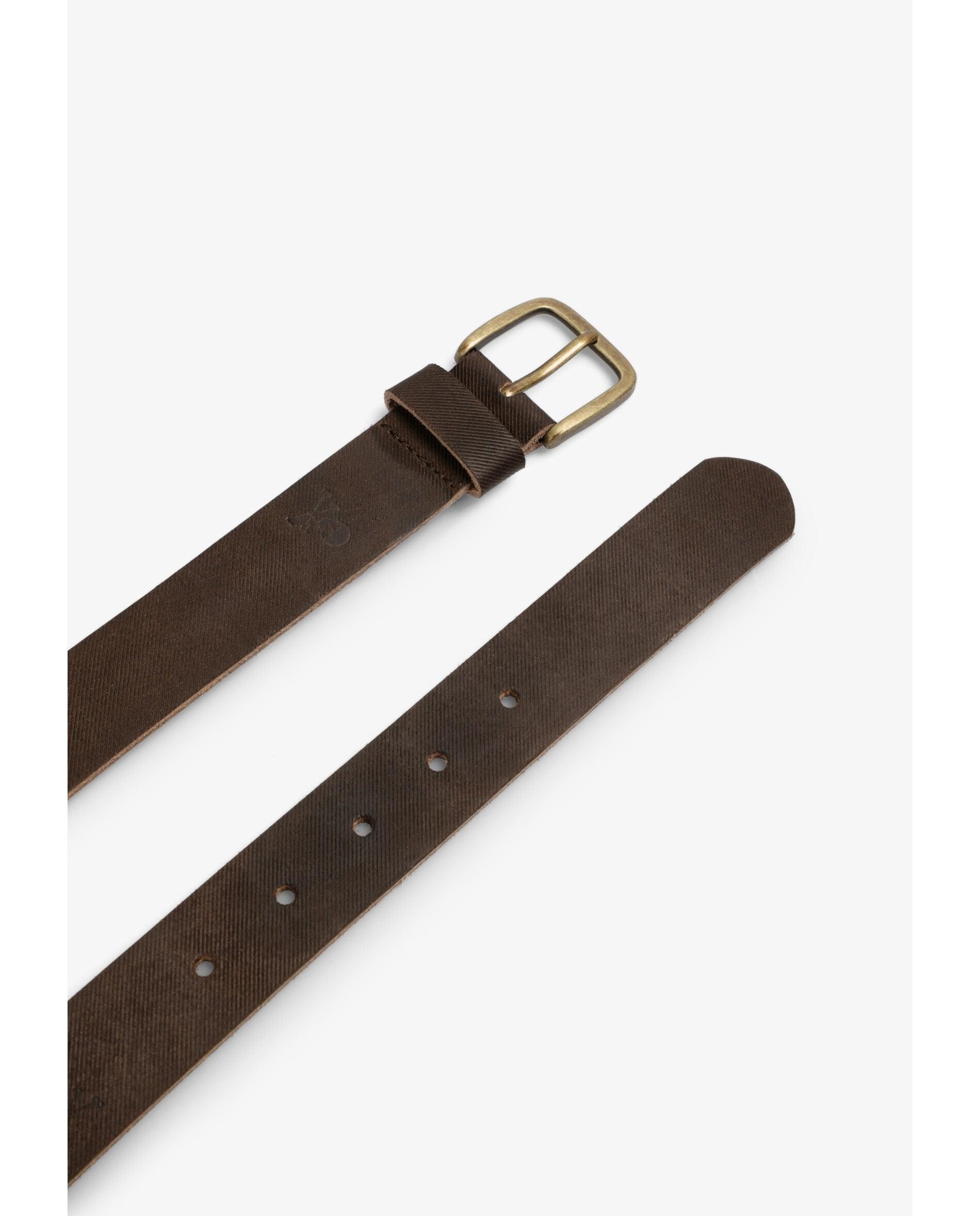 Cinto de Pele com Efeito Envelhecido e Fivela Castanho-escuro-4