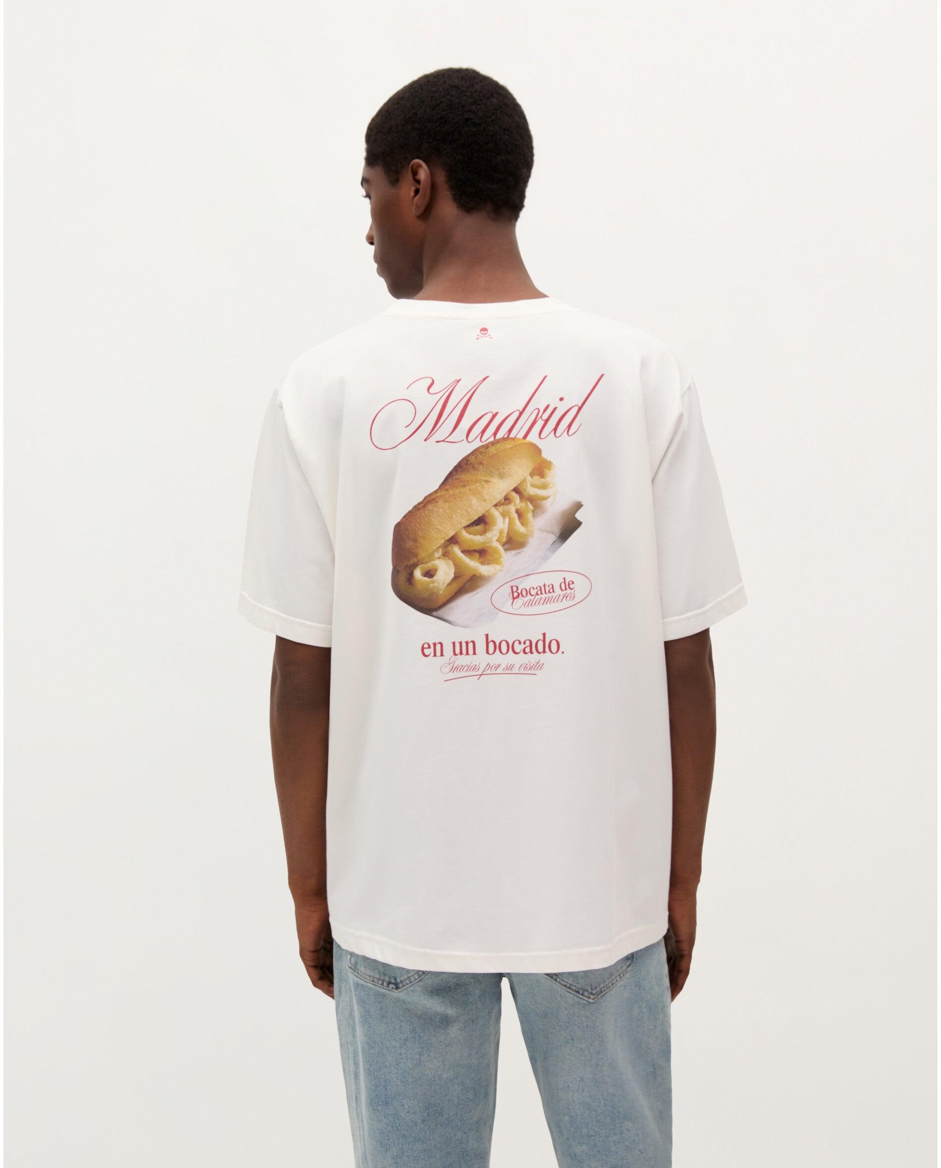 T-shirt de Manga Curta com Print Posterior Branco-3
