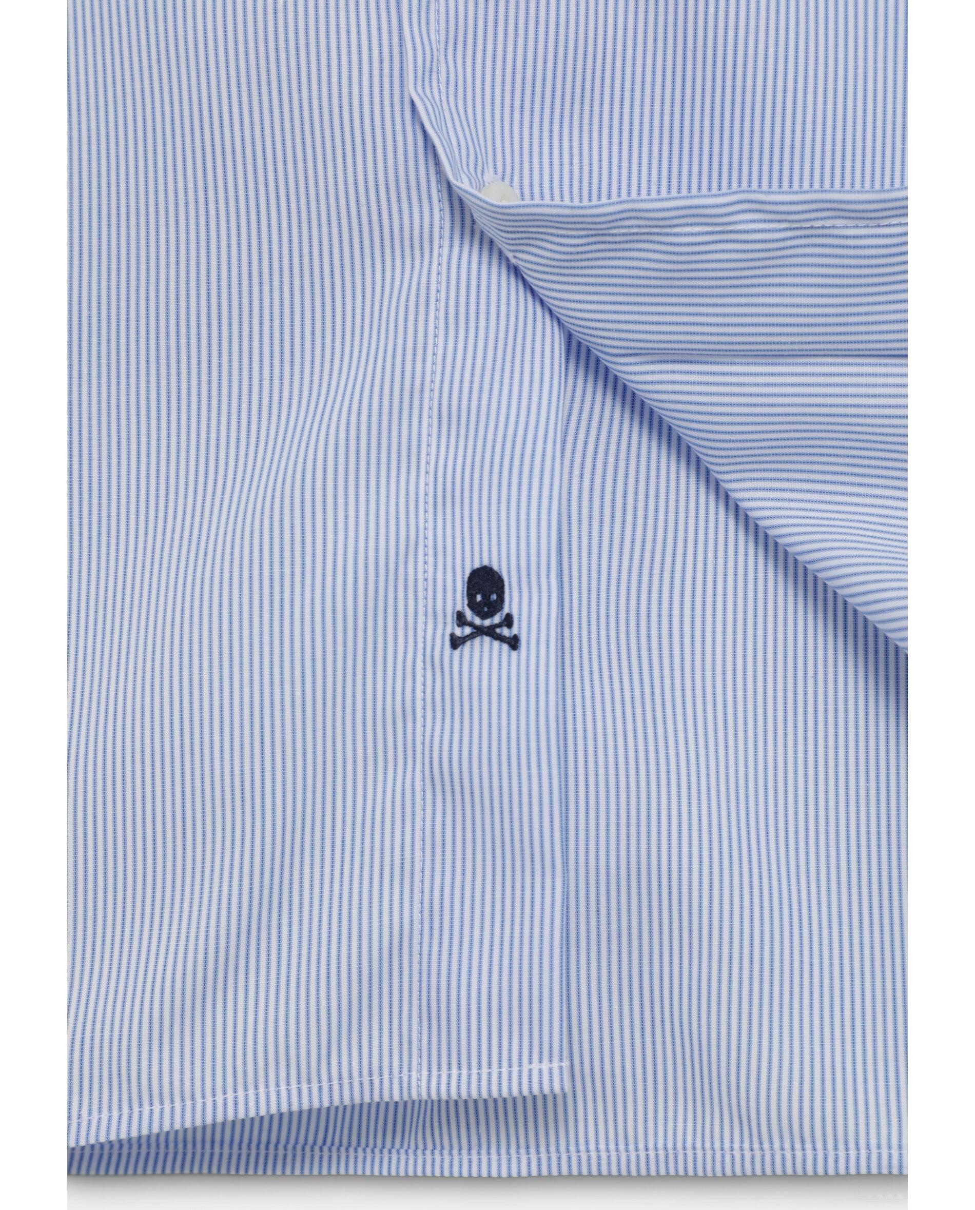 Camisa Regular Fit Às Riscas Azul-3