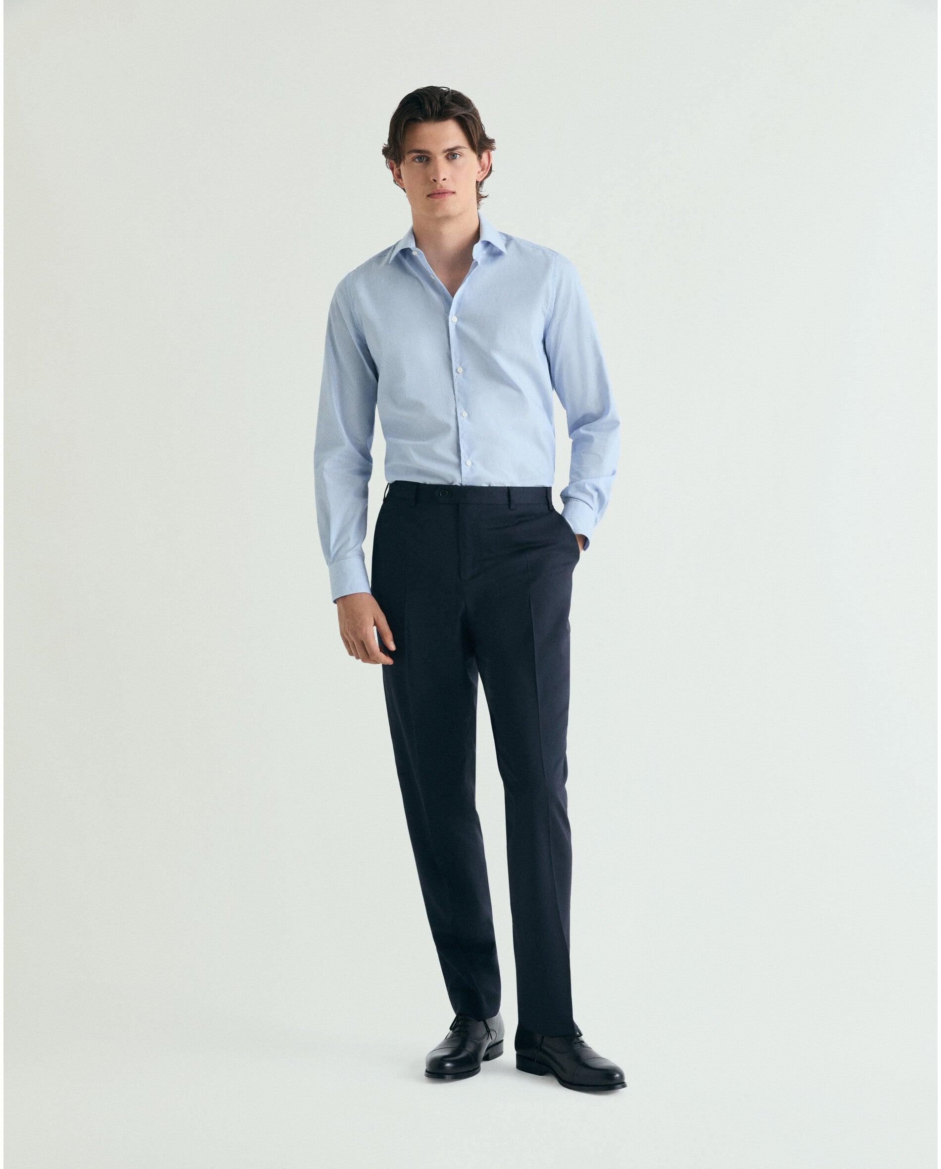 Camisa Regular Fit Às Riscas Azul-4