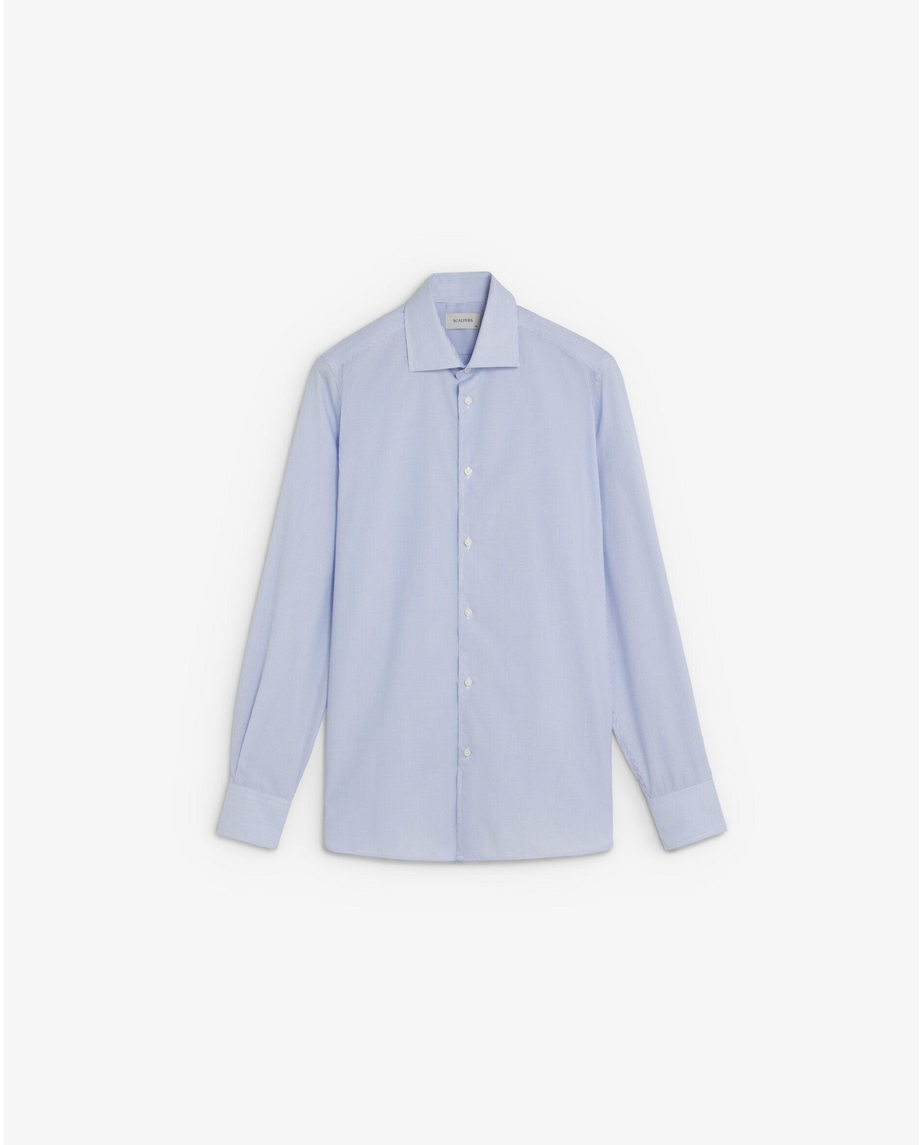 Camisa Regular Fit Às Riscas Azul-7